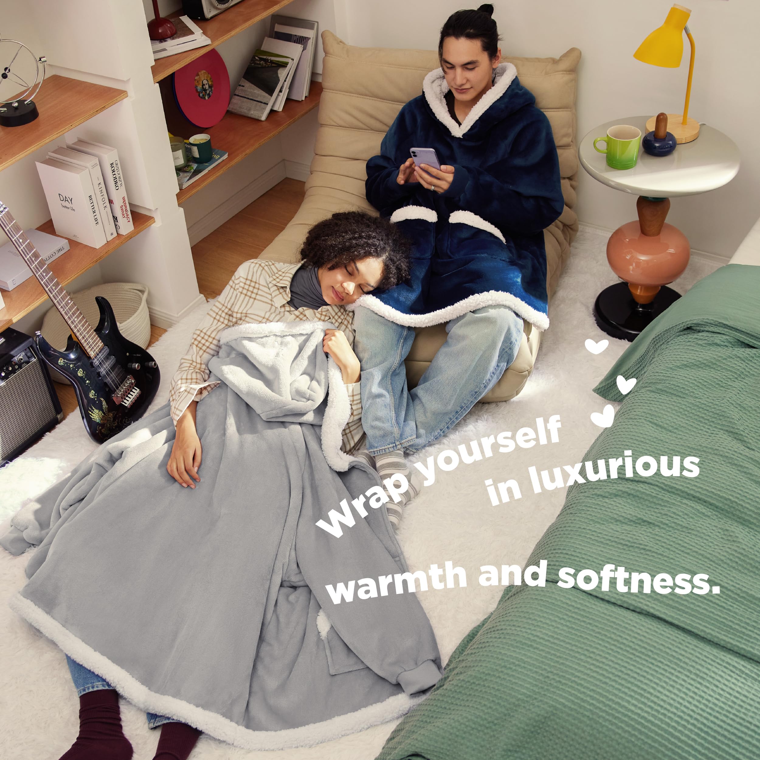 Foto 5 pulgar | Manta Portátil Bedsure con Capucha Gris Unisex - Venta Internacional