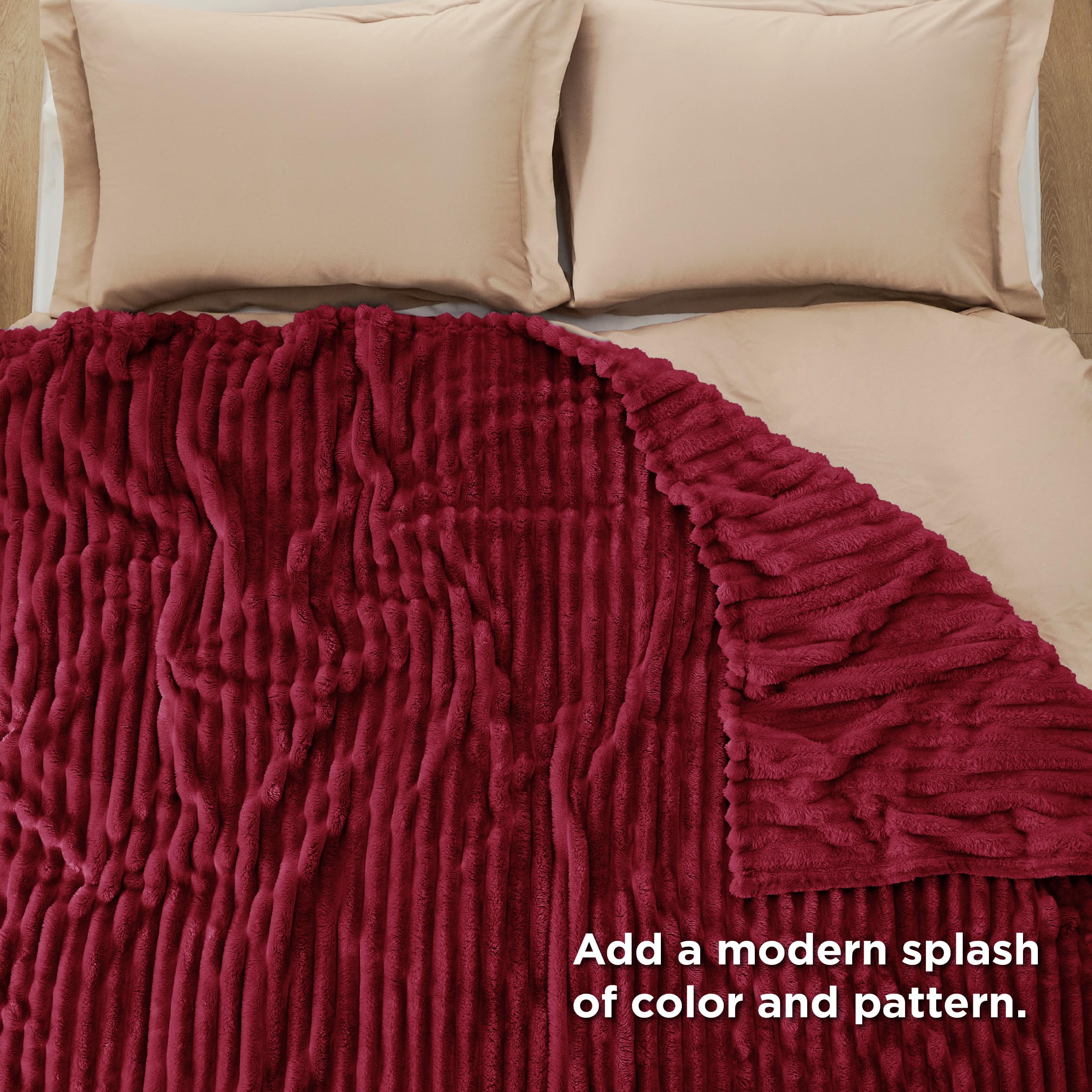 Foto 5 pulgar | Manta Bedsure De Forro Polar Rojo Oscuro Para Sofá, 274 X 229 Cm - Venta Internacional.