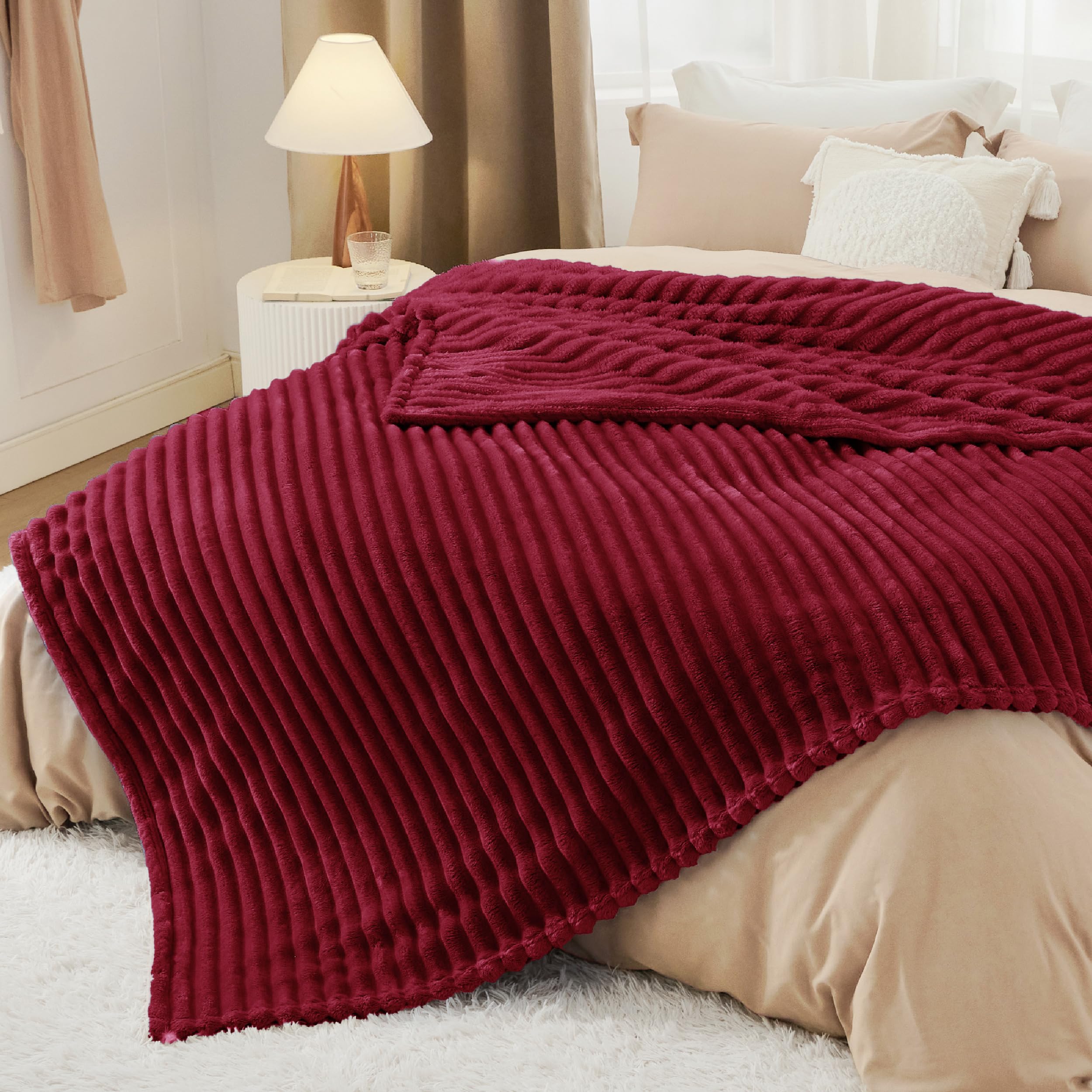 Foto 6 pulgar | Manta Bedsure De Forro Polar Rojo Oscuro Para Sofá, 274 X 229 Cm - Venta Internacional.