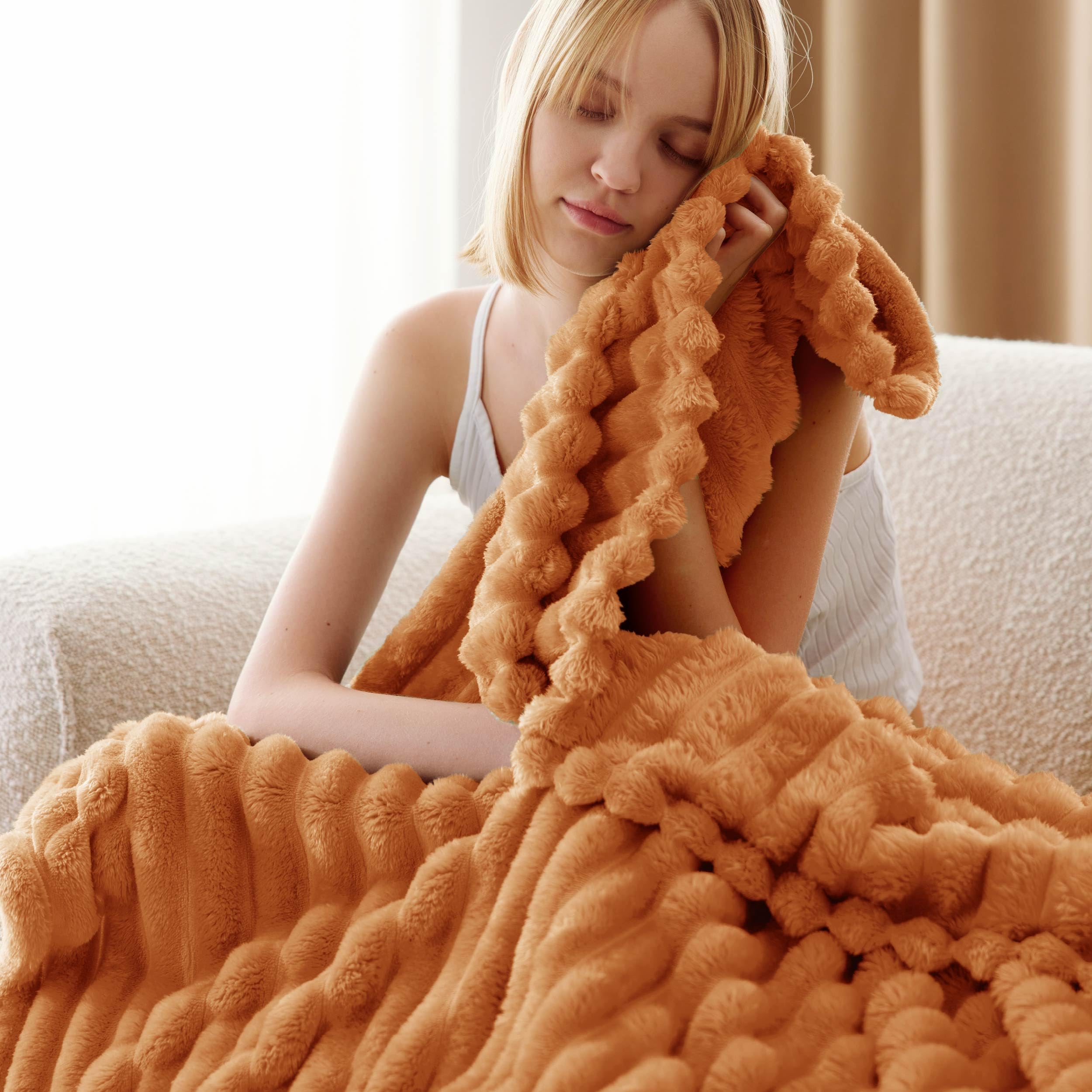 Foto 4 | Manta Bedsure Twin Gentlesoft, Forro Polar De Franela, Color Naranja, 150 X 200 Cm - Venta Internacional.