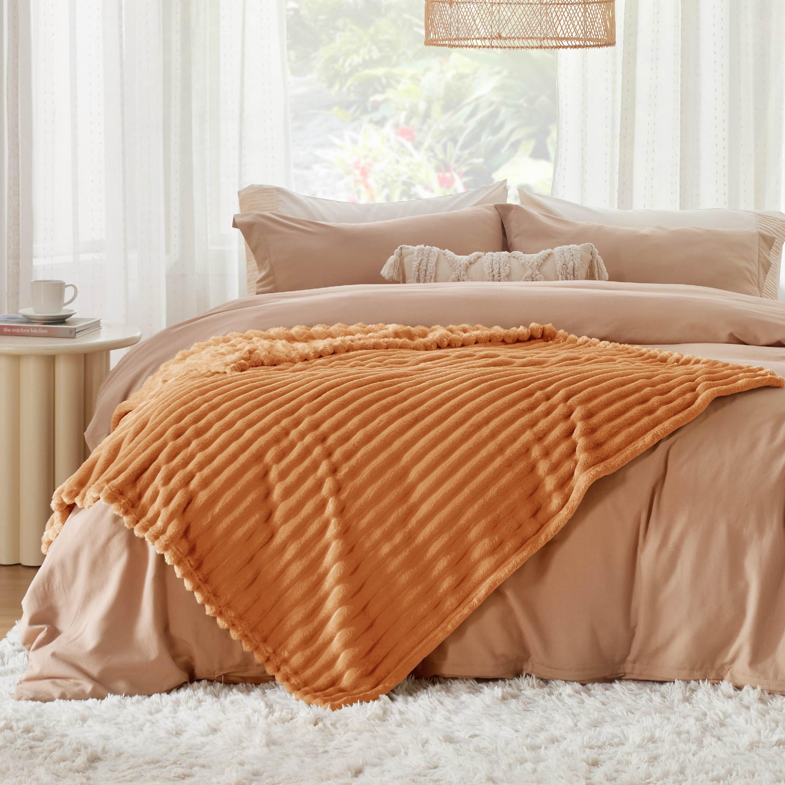 Foto 7 | Manta Bedsure Twin Gentlesoft, Forro Polar De Franela, Color Naranja, 150 X 200 Cm - Venta Internacional.