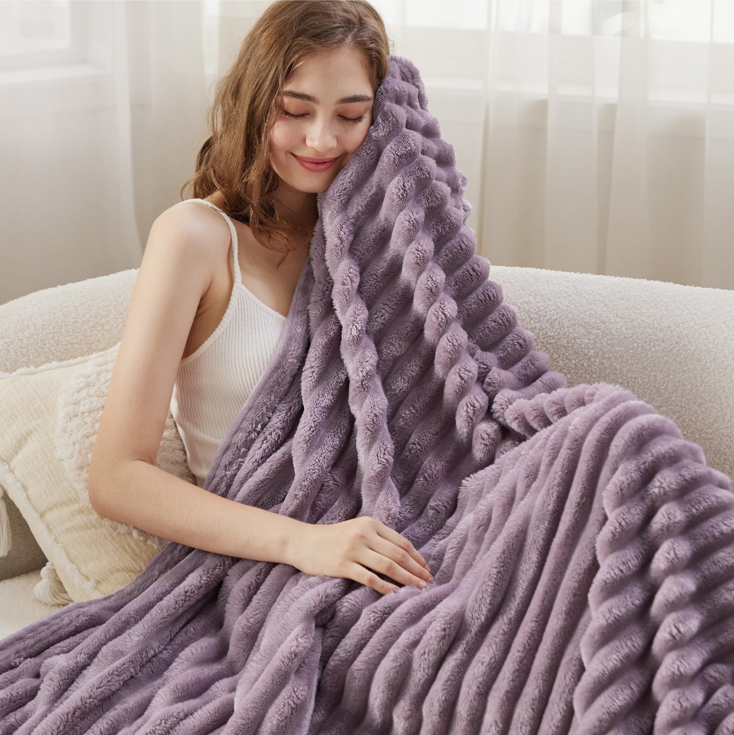 Foto 4 pulgar | Manta Bedsure De Forro Polar Morado Claro Para Sofá, 130 X 180 Cm - Venta Internacional.