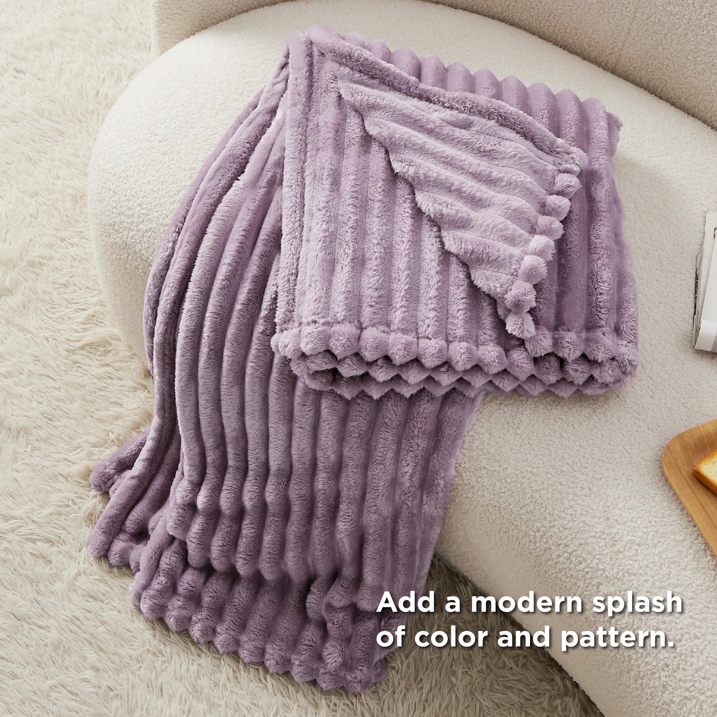 Foto 5 | Manta Bedsure De Forro Polar Morado Claro Para Sofá, 130 X 180 Cm - Venta Internacional.