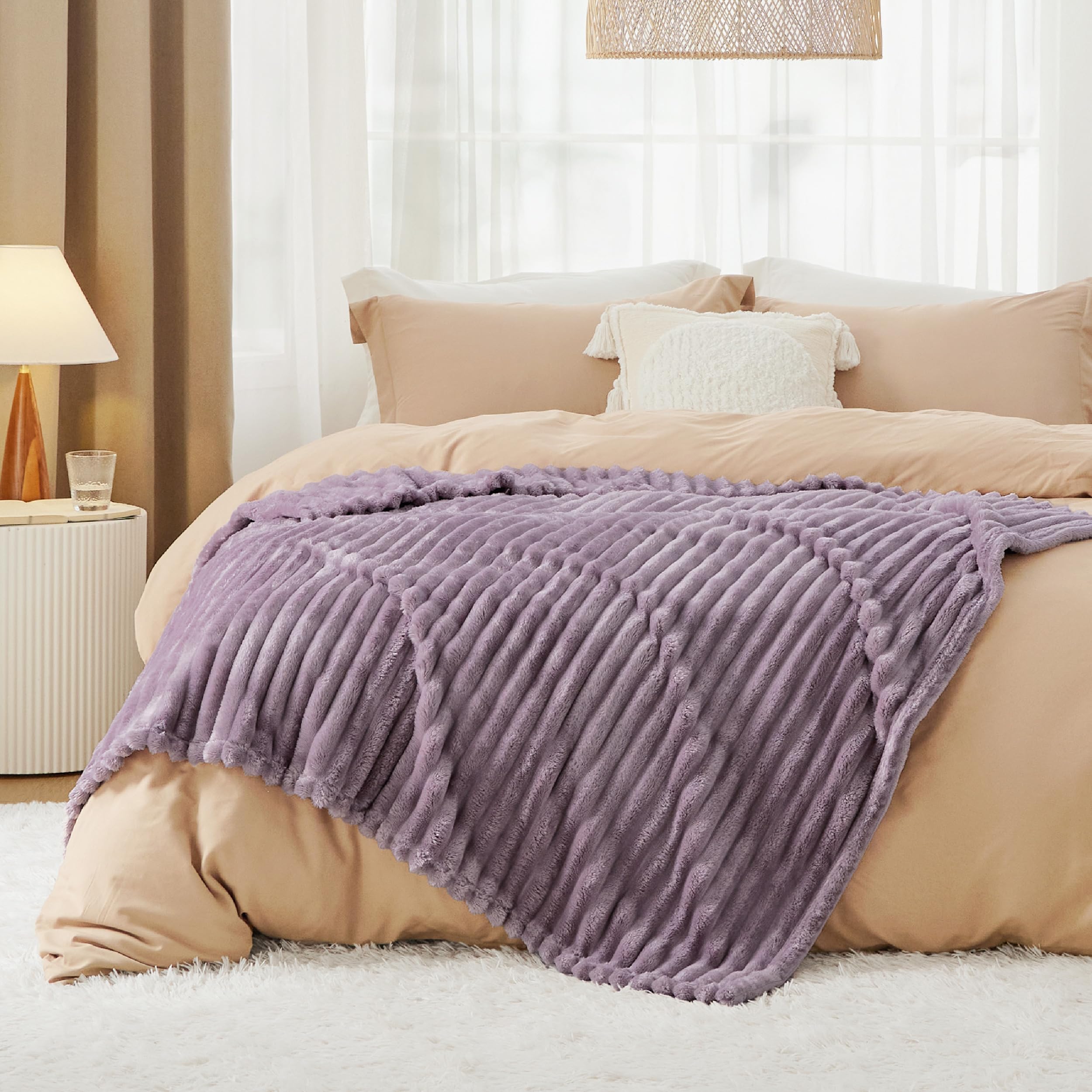 Foto 7 pulgar | Manta Bedsure De Forro Polar Morado Claro Para Sofá, 130 X 180 Cm - Venta Internacional.