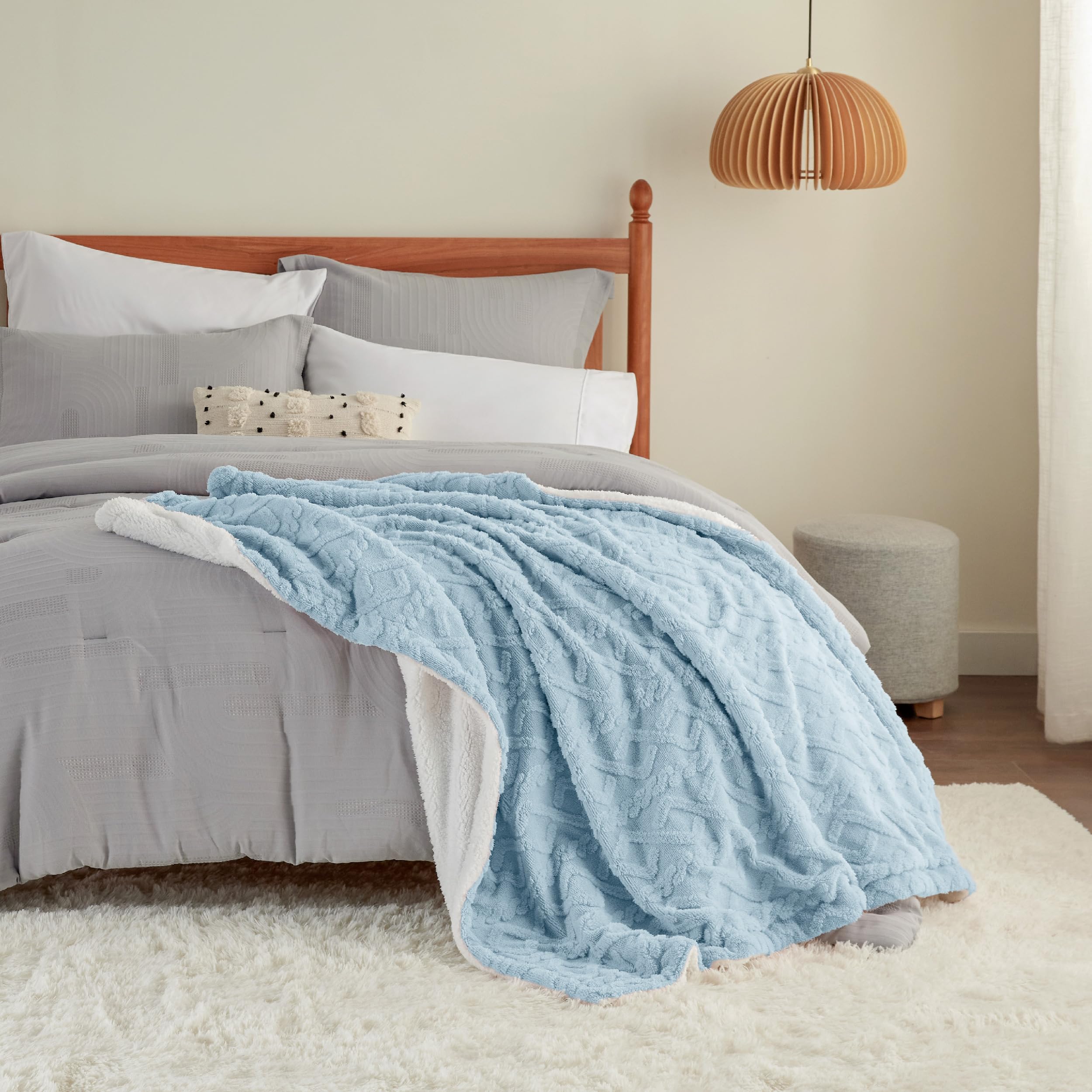Foto 6 | Manta Bedsure Sherpa De Forro Polar Para Sofá, 130 X 150 Cm, Color Azul - Venta Internacional.