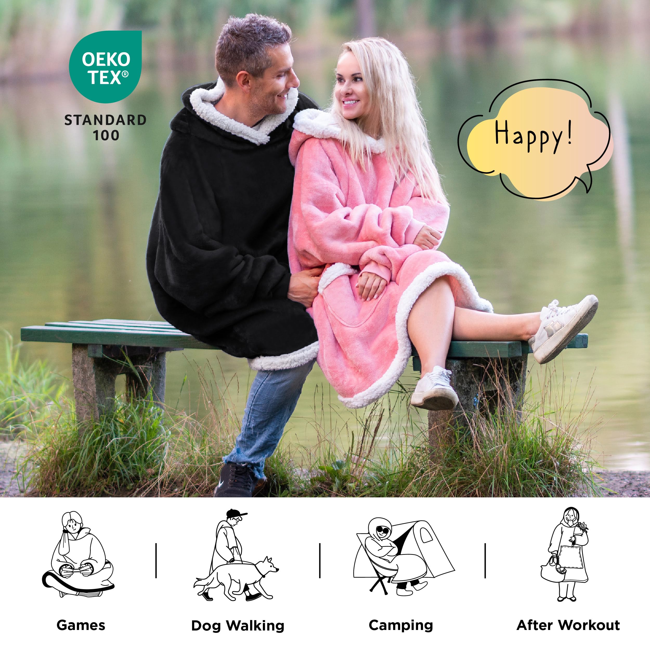 Foto 7 pulgar | Sudadera Con Capucha Para Adultos Y Niños, Forro Sherpa, Color Negro - Venta Internacional.