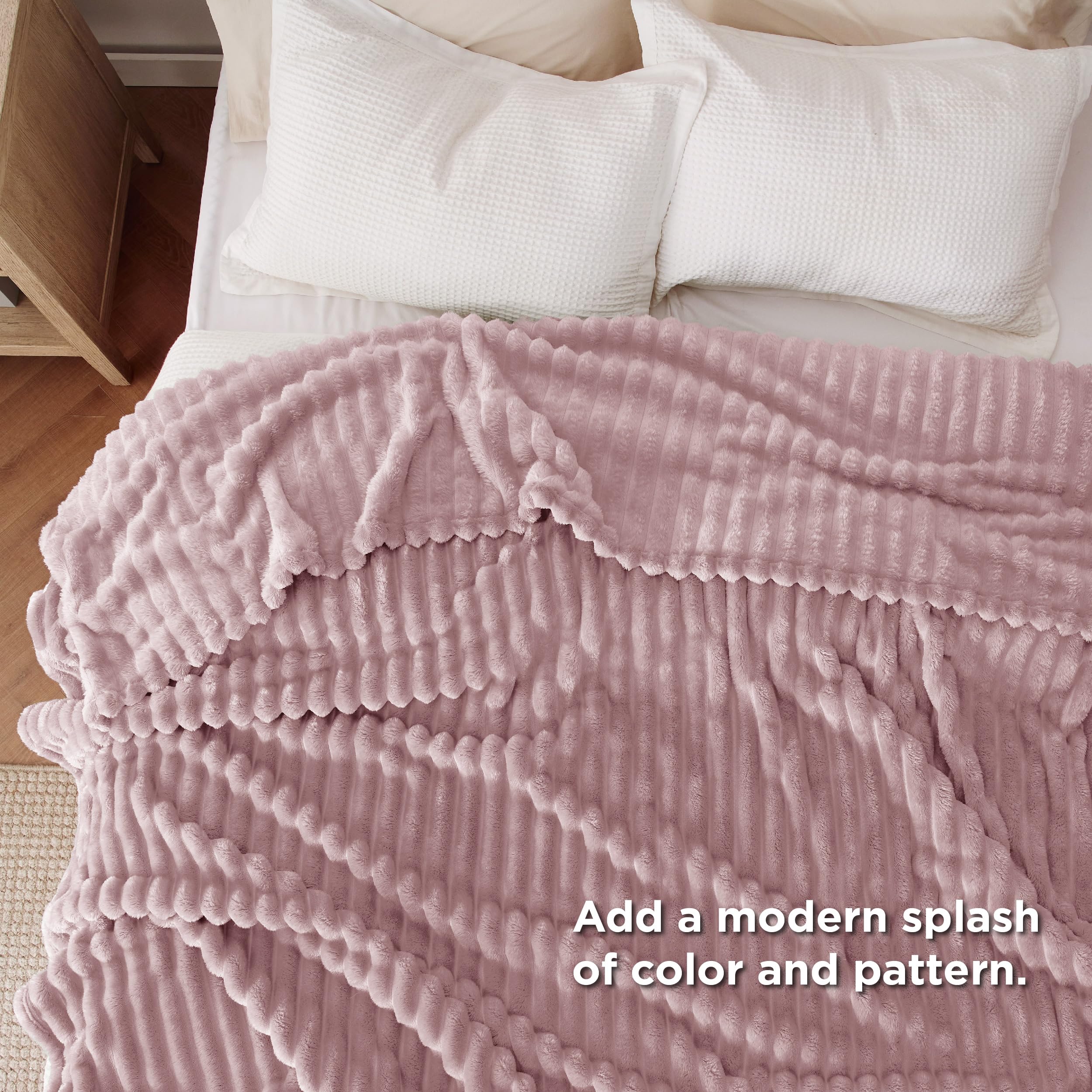 Foto 5 | Manta Bedsure De Forro Polar Rosa Para Sofá, 274 X 229 Cm - Venta Internacional.