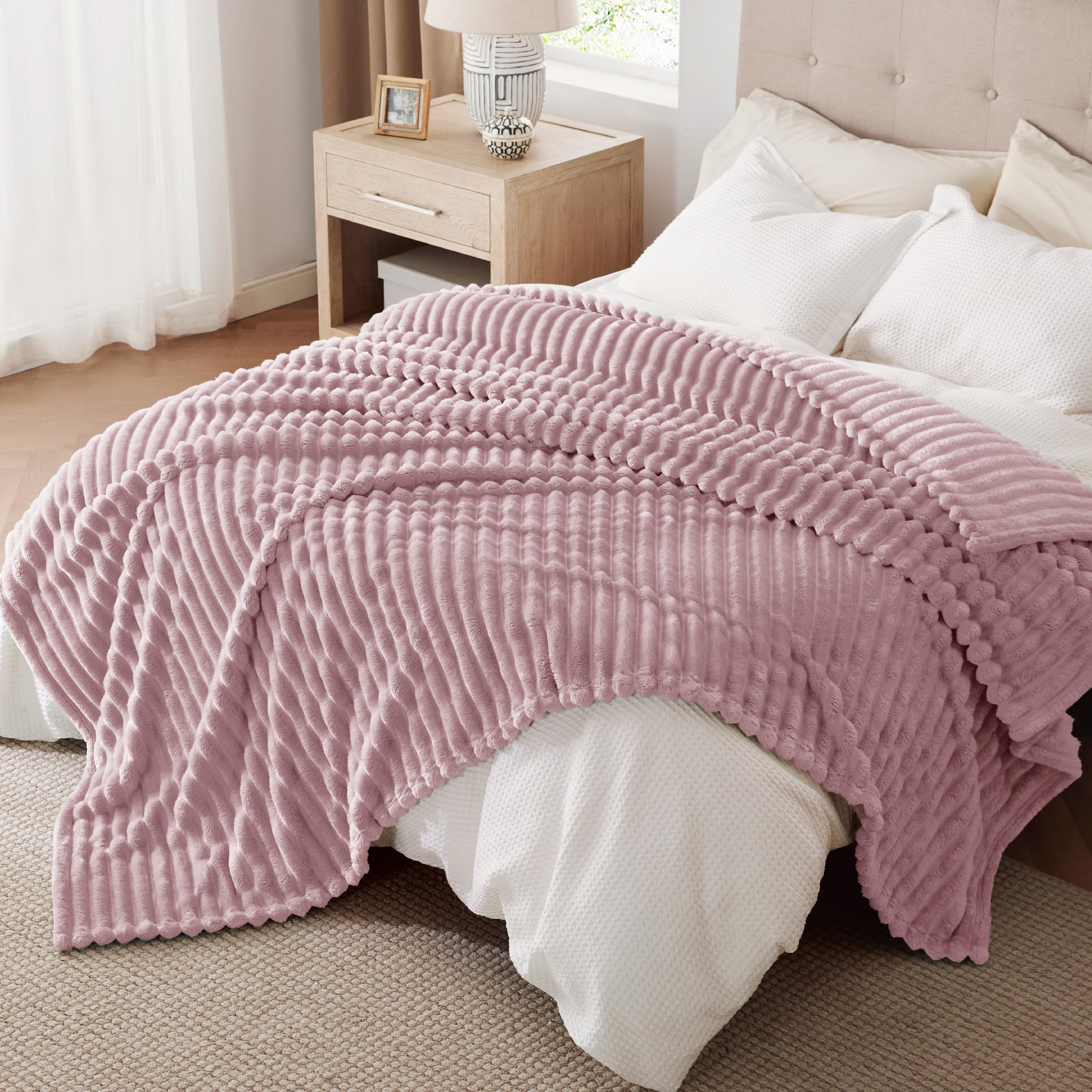 Foto 7 pulgar | Manta Bedsure De Forro Polar Rosa Para Sofá, 274 X 229 Cm - Venta Internacional.