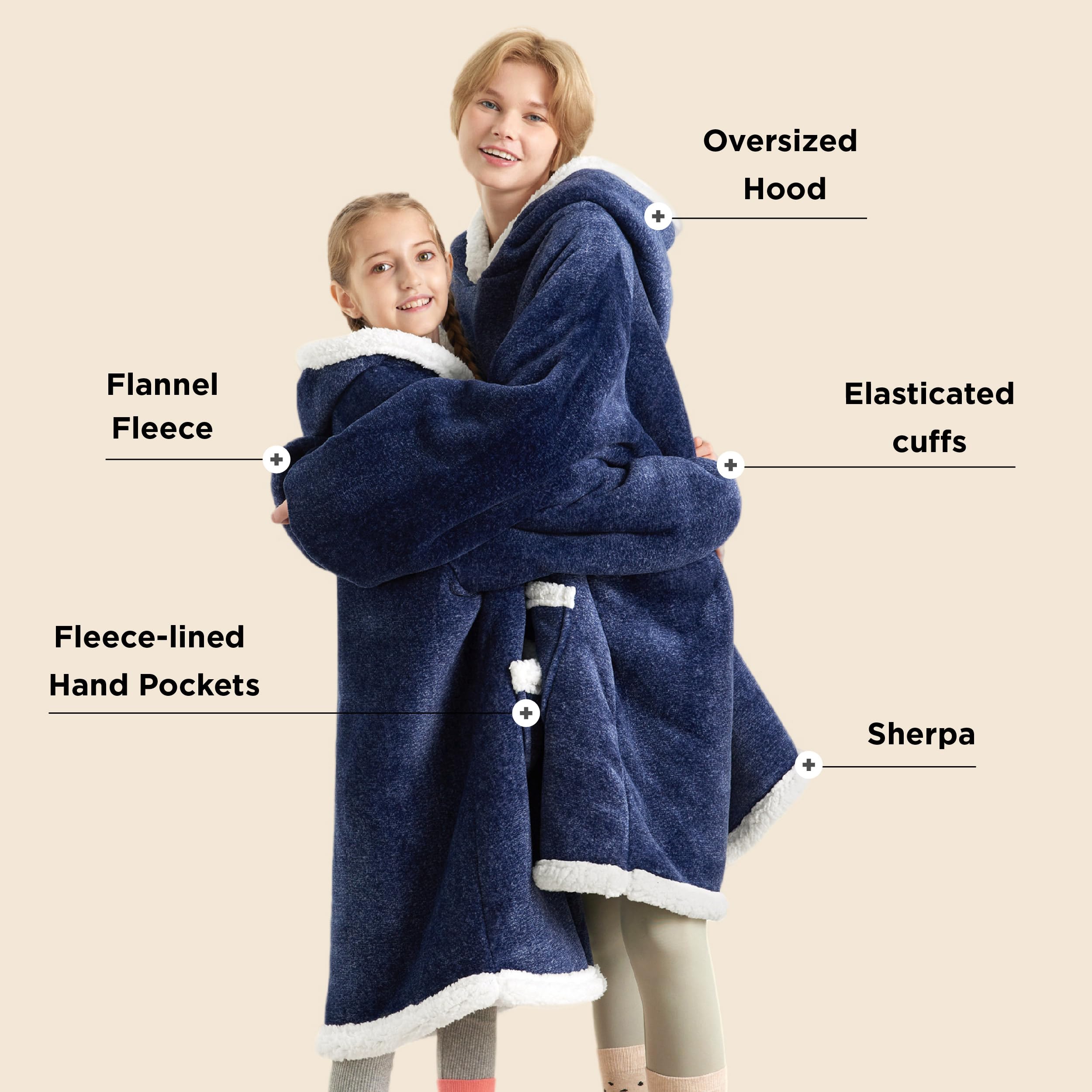 Foto 2 | Colcha con Capucha para Adultos y Niños Sherpa Azul Océano - Venta Internacional