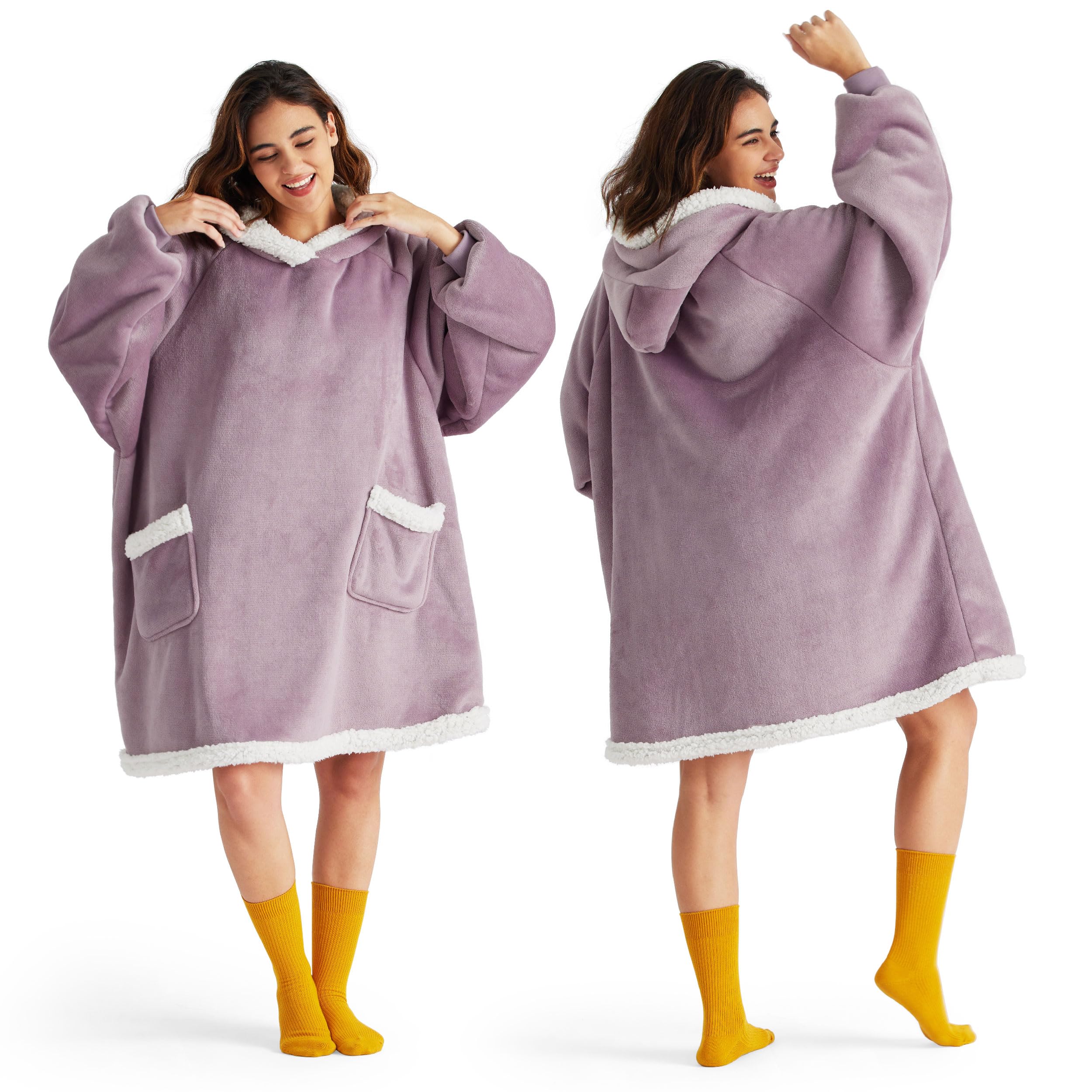 Sudadera Con Capucha Blanket Bedsure Para Adultos Y Niños, Sudadera Con Capucha Sherpa, Color Lavanda - Venta Inter