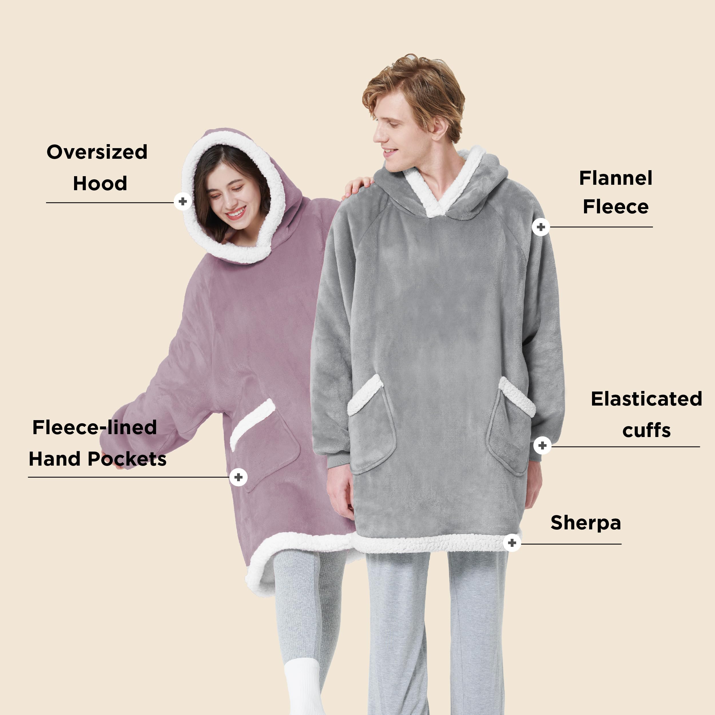 Foto 3 pulgar | Sudadera Con Capucha Blanket Bedsure Para Adultos Y Niños, Sudadera Con Capucha Sherpa, Color Lavanda - Venta Inter