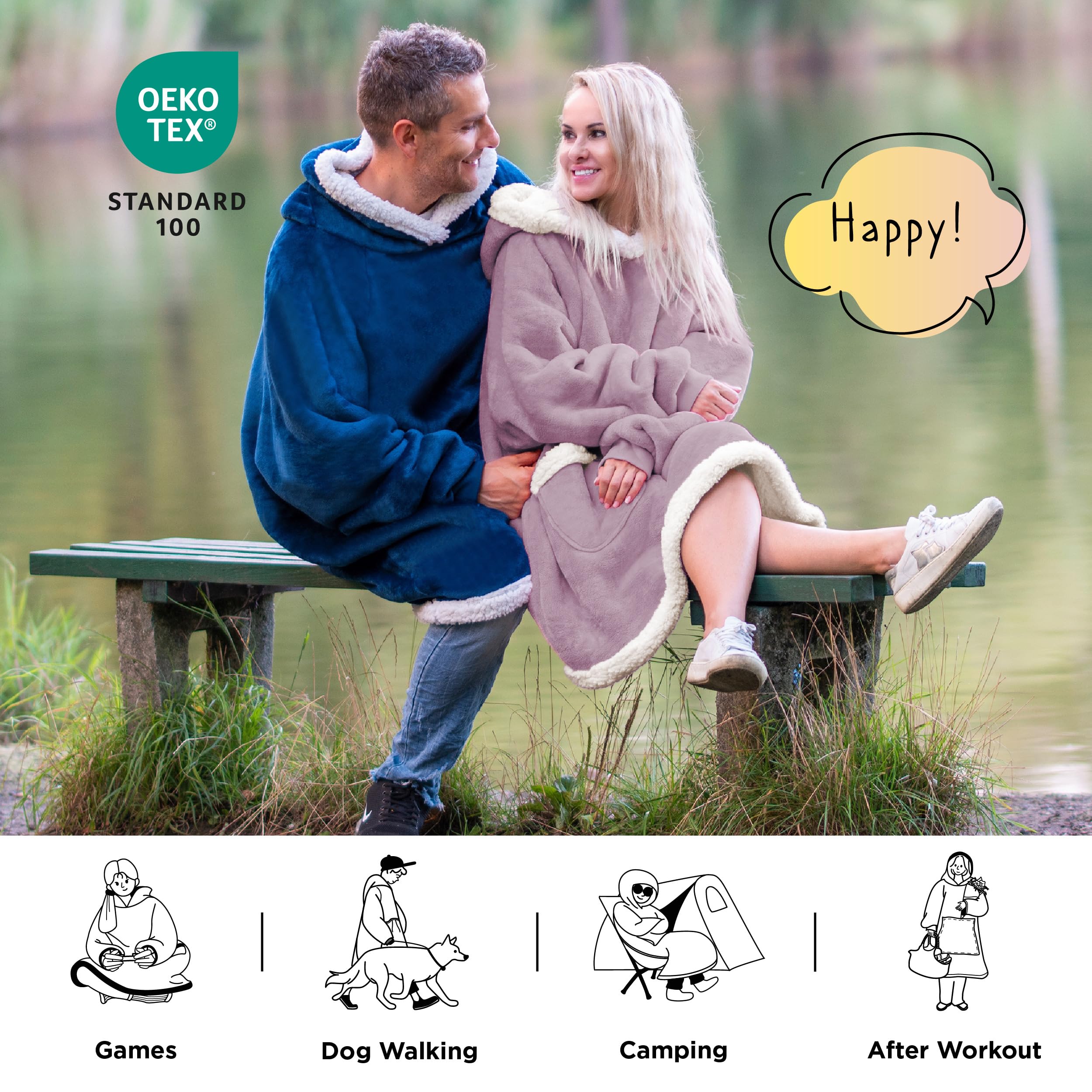 Foto 5 pulgar | Sudadera Con Capucha Blanket Bedsure Para Adultos Y Niños, Sudadera Con Capucha Sherpa, Color Lavanda - Venta Inter