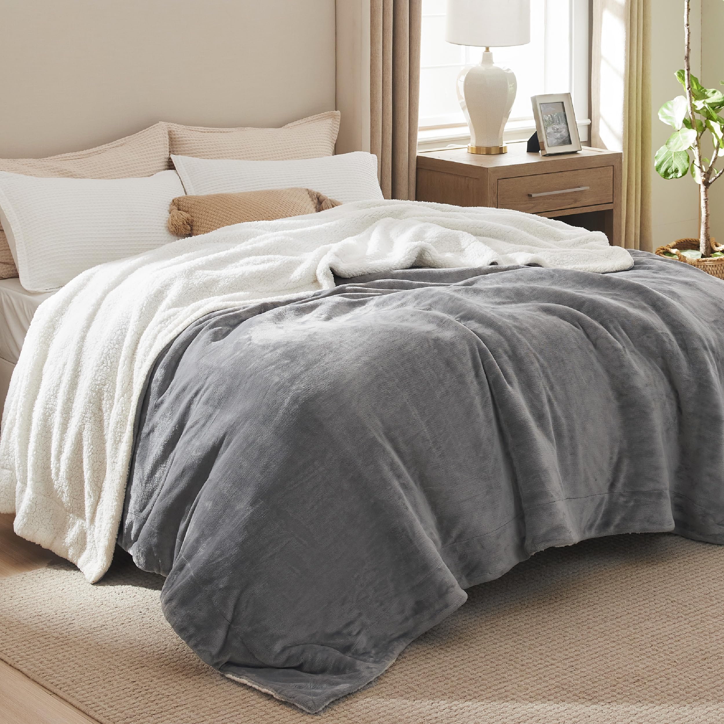 Foto 2 | Manta Bedsure Sherpa De Forro Polar Tamaño King 274 X 228 Cm Gris - Venta Internacional