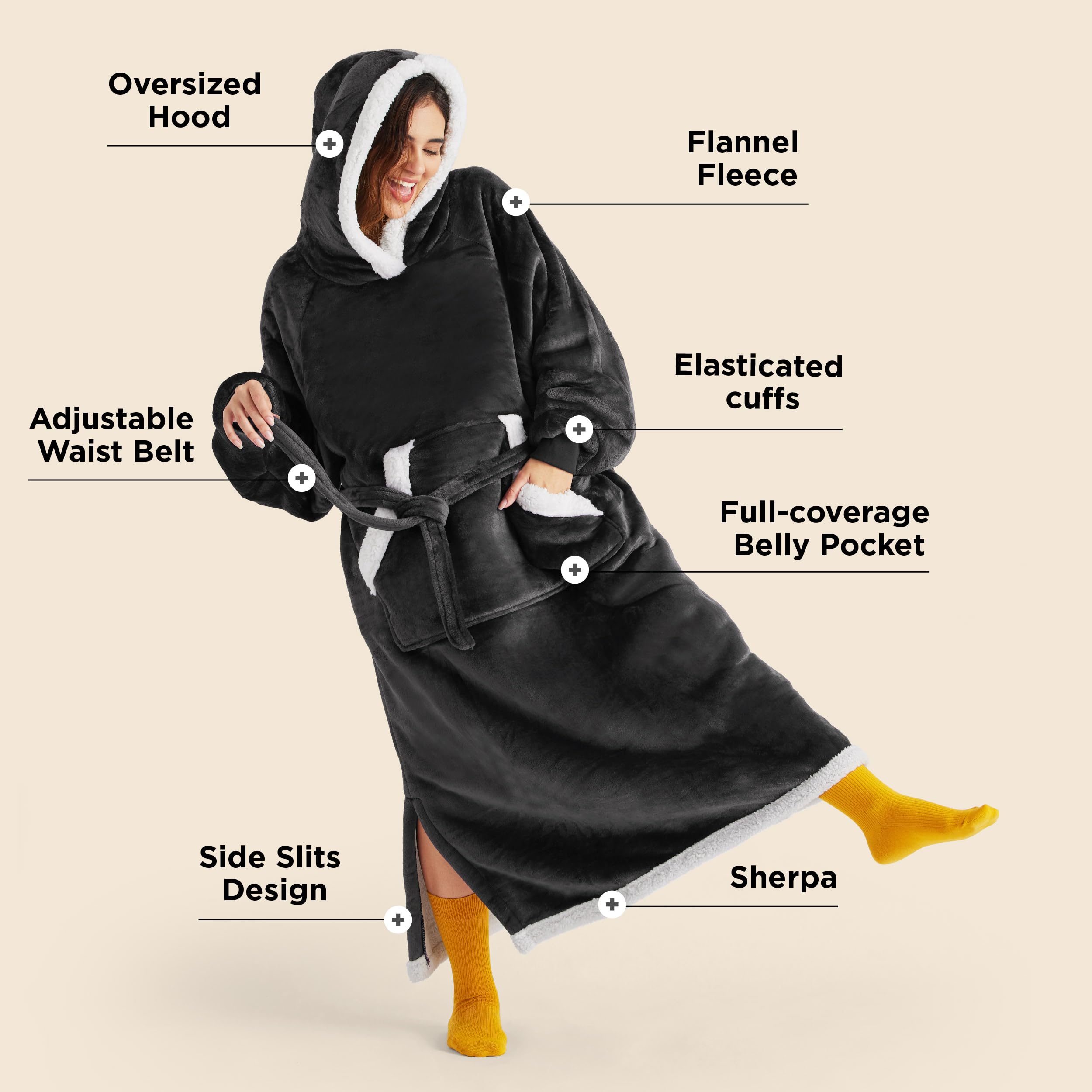 Foto 3 | Manta Portátil Con Capucha Bedsure Sherpa Para Mujeres Y Hombres - Venta Internacional.
