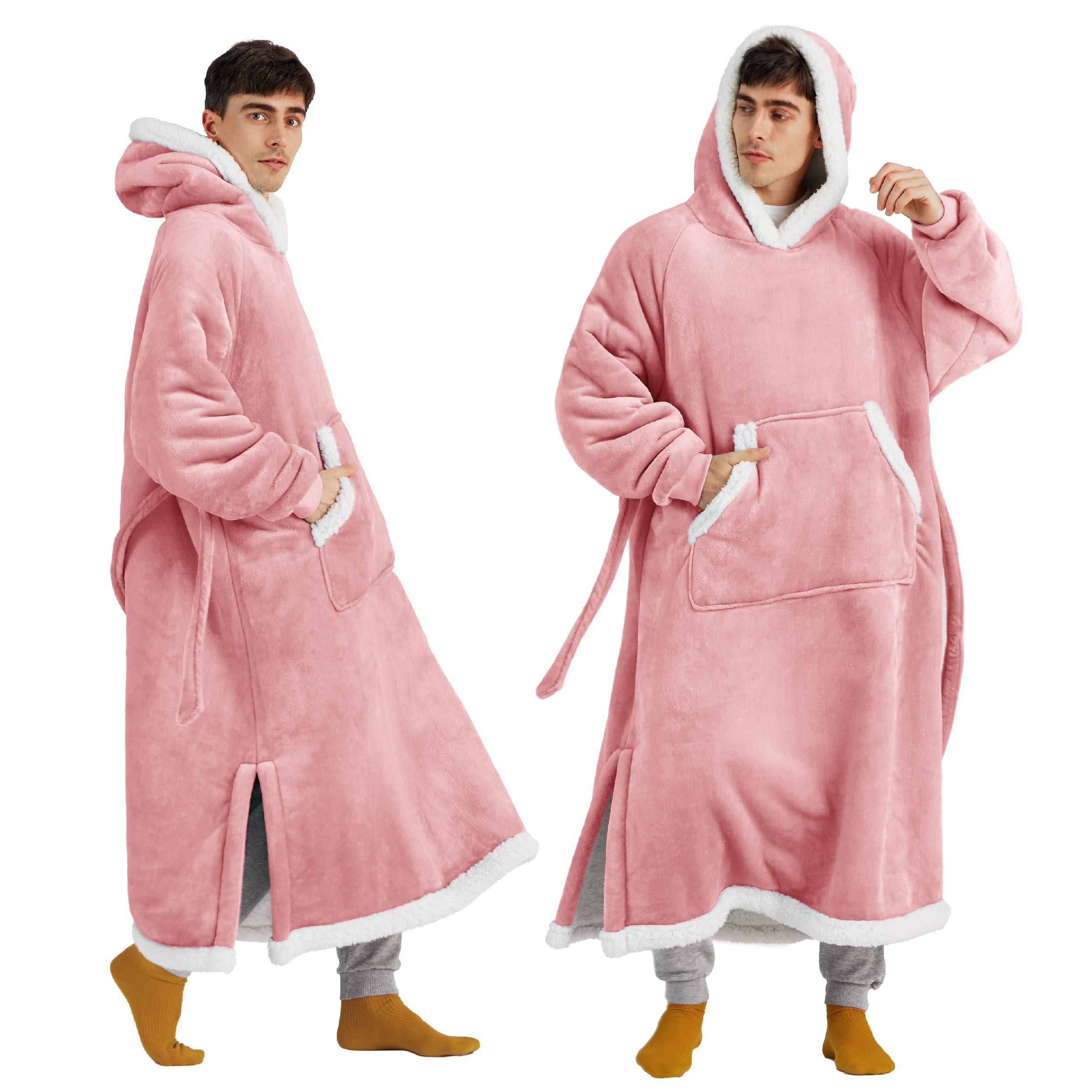 Foto 1 | Manta Portátil Con Capucha Bedsure Long Sherpa Para Mujer, Color Rosa - Venta Internacional.