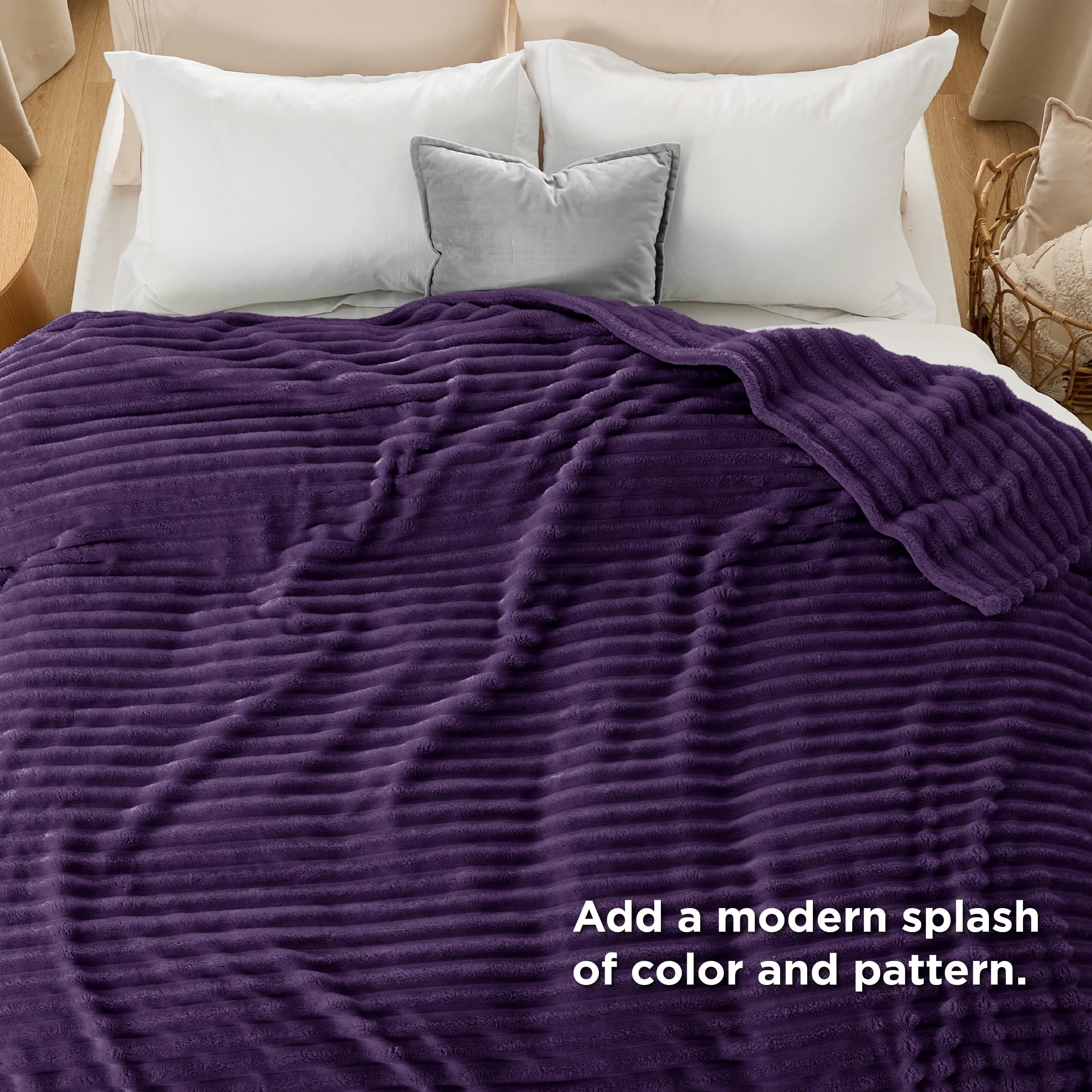 Foto 6 pulgar | Manta Bedsure De Forro Polar Morado Para Sofá, 230 X 230 Cm - Venta Internacional.