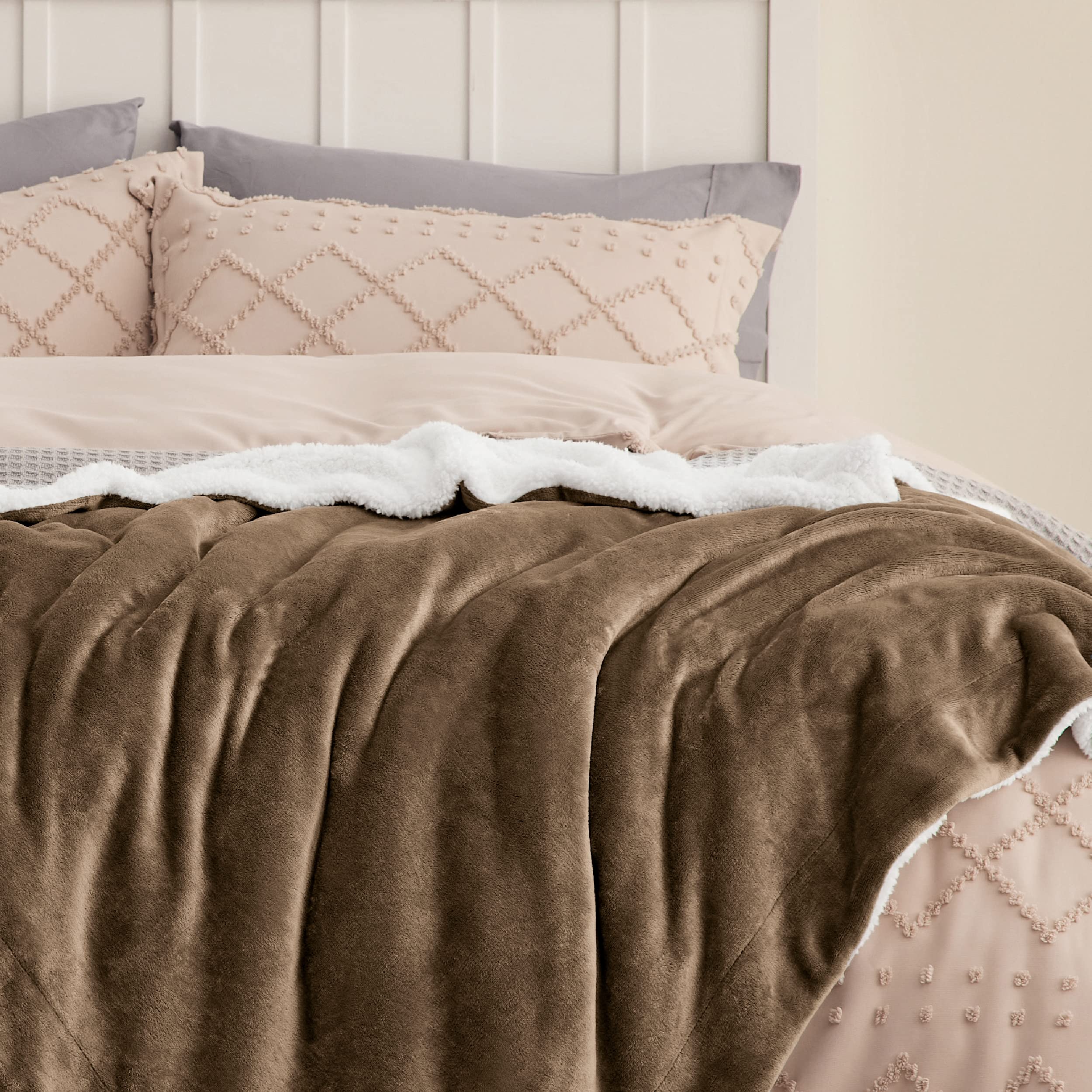 Foto 5 pulgar | Manta De Cama Con Forro Polar Sherpa, Tamaño Doble, Camel - Venta Internacional.