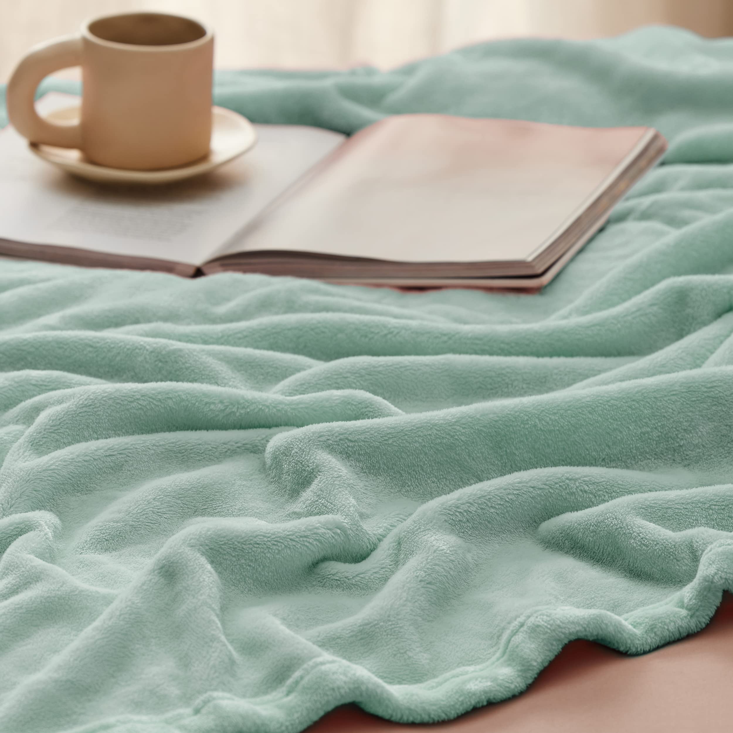 Foto 5 pulgar | Manta Polar Para Cama, Tamaño Doble, Color Verde Salvia, 300 G/m², Ligera - Venta Internacional.
