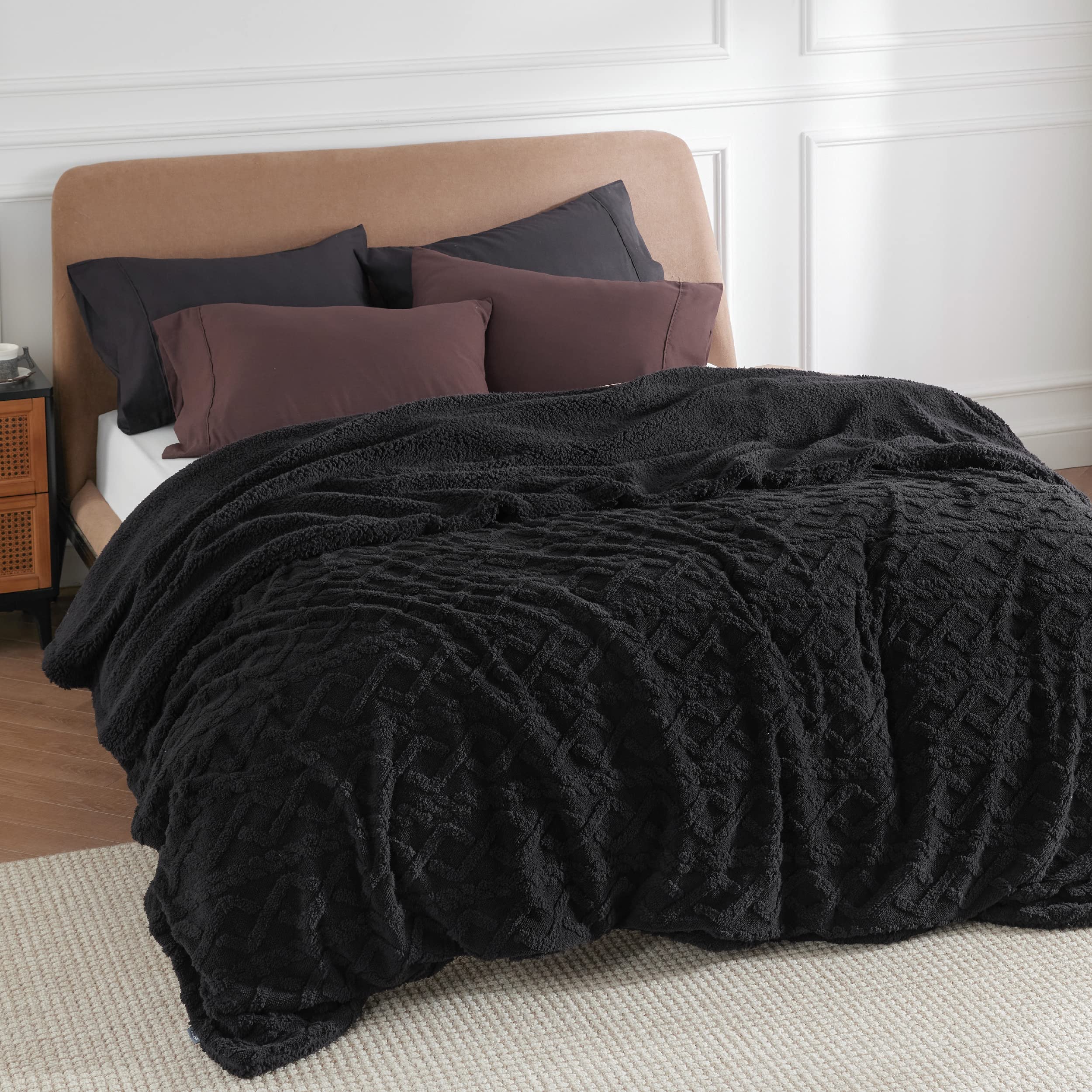 Foto 2 pulgar | Manta Bedsure Sherpa King Size Para Cama, Forro Polar, Suave Y Acogedora, Color Negro - Venta Internacional.