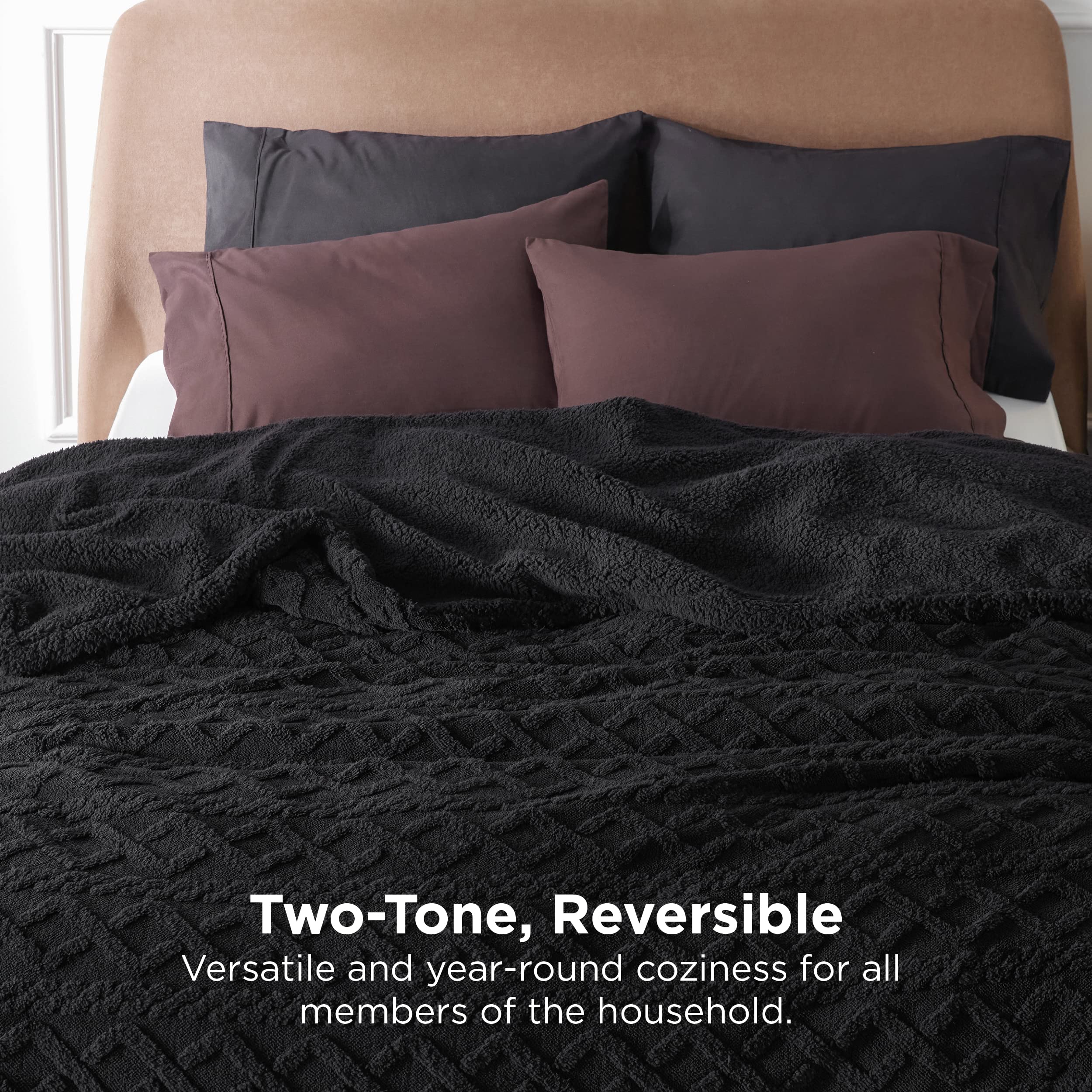 Foto 3 pulgar | Manta Bedsure Sherpa King Size Para Cama, Forro Polar, Suave Y Acogedora, Color Negro - Venta Internacional.