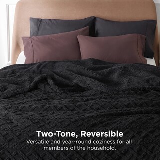 Foto 2 | Manta Bedsure Sherpa King Size Para Cama, Forro Polar, Suave Y Acogedora, Color Negro - Venta Internacional.