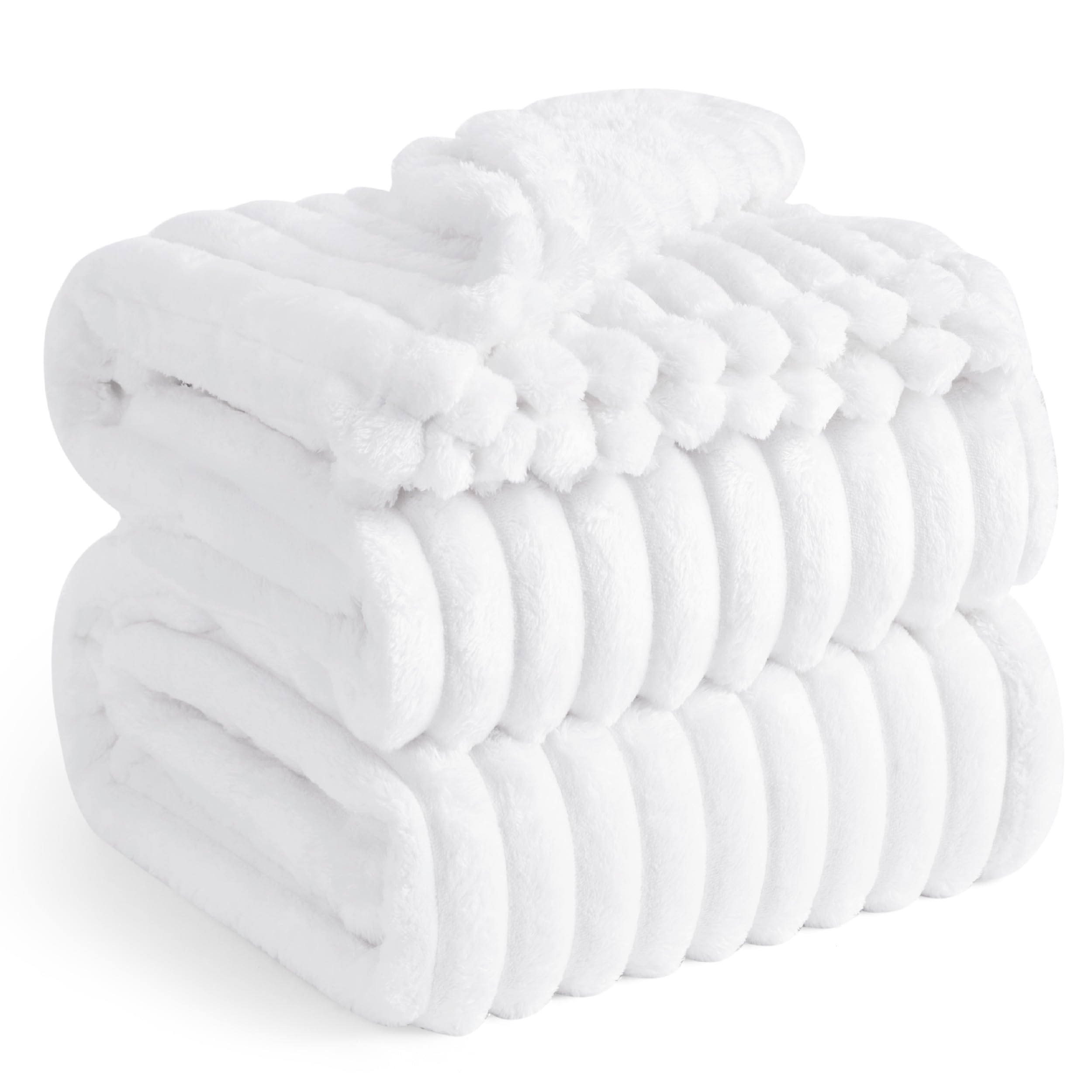 Manta Bedsure Queen Gentlesoft Acogedora, Forro Polar De Franela, Color Blanco - Venta Internacional.