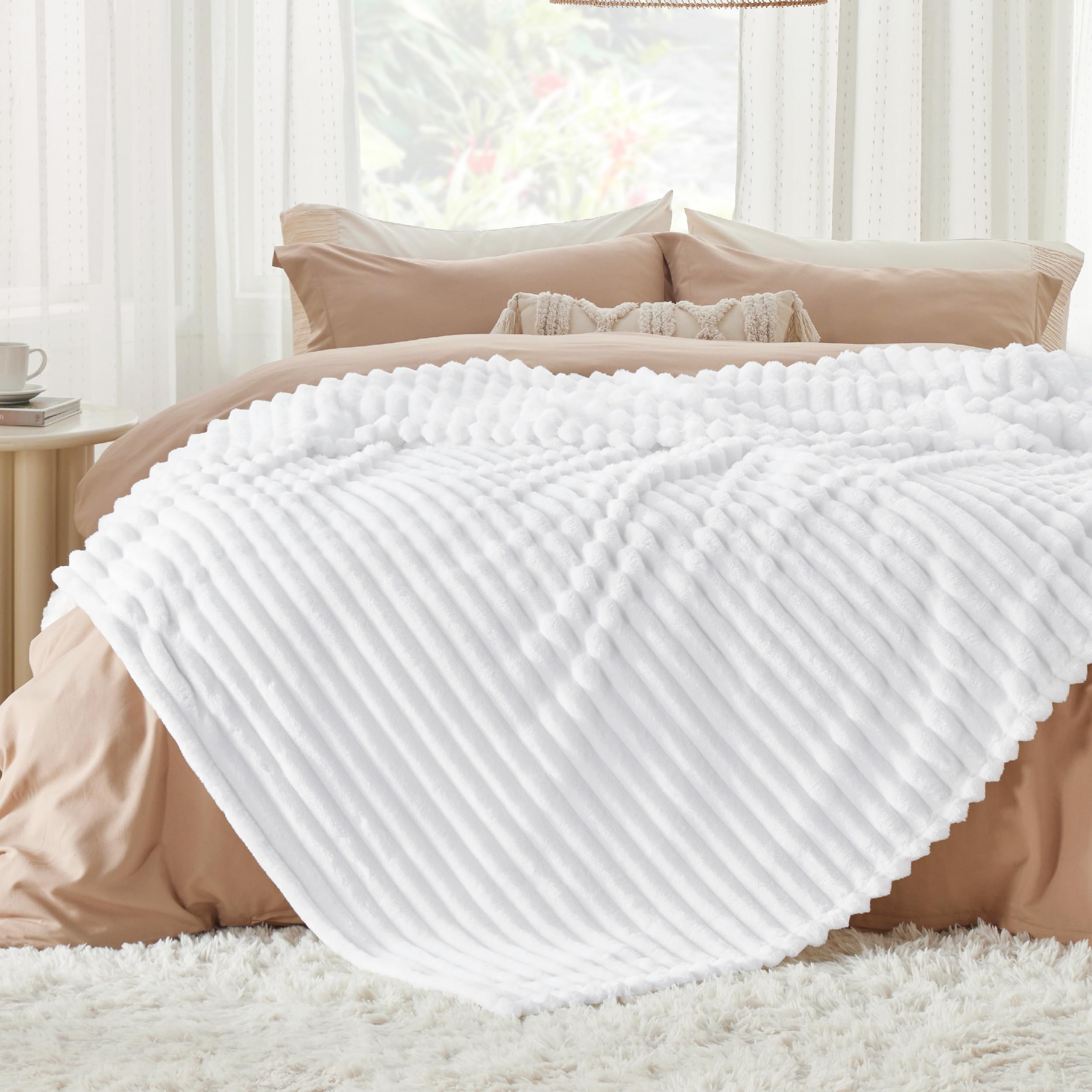 Foto 3 pulgar | Manta Bedsure Queen Gentlesoft Acogedora, Forro Polar De Franela, Color Blanco - Venta Internacional.
