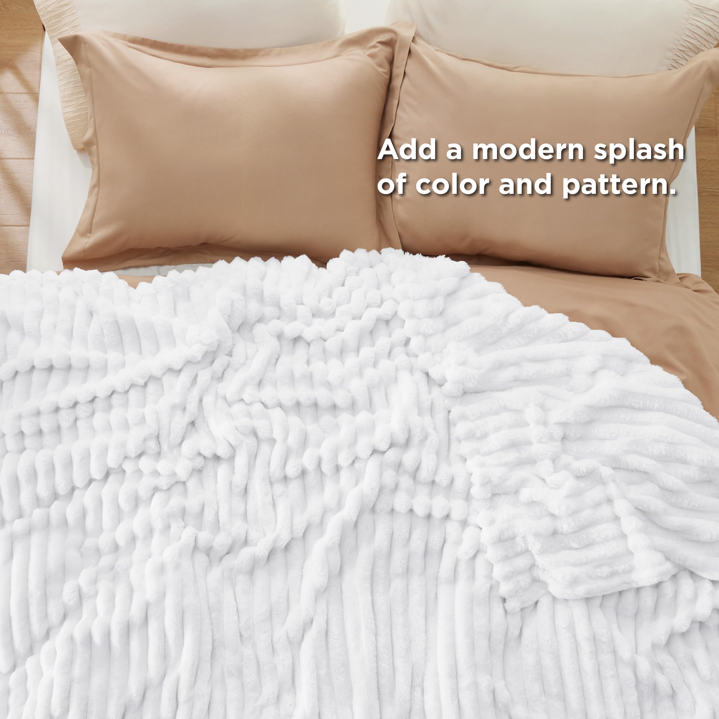 Foto 6 pulgar | Manta Bedsure Queen Gentlesoft Acogedora, Forro Polar De Franela, Color Blanco - Venta Internacional.