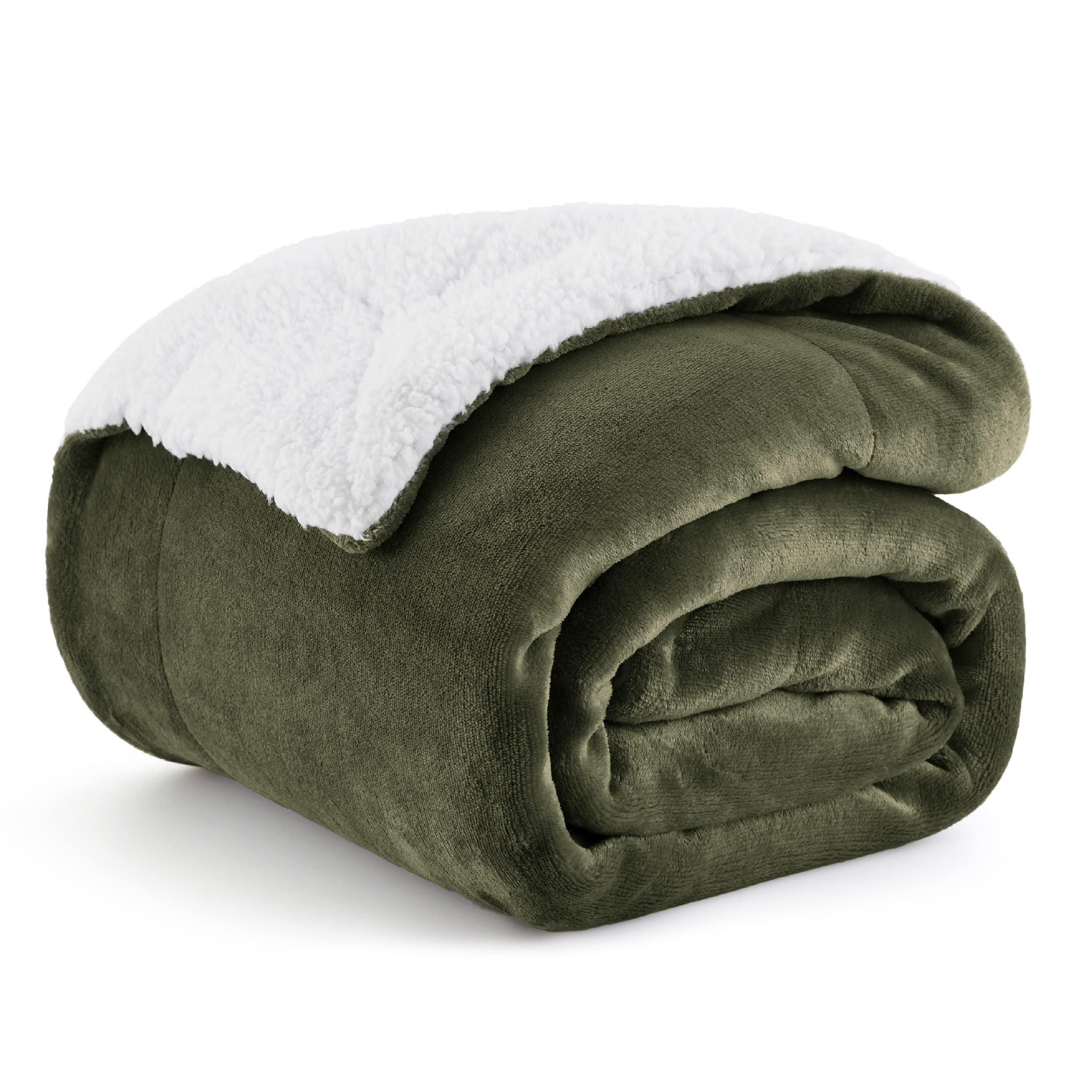 Manta de Forro Polar Sherpa Bedsure Verde Oliva - Venta Internacional