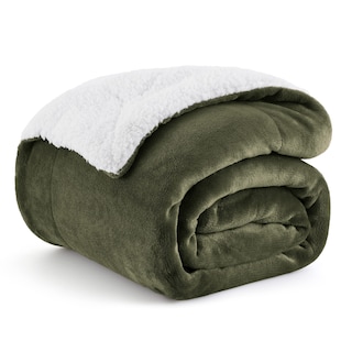 Foto 1 | Manta de Forro Polar Sherpa Bedsure Verde Oliva - Venta Internacional