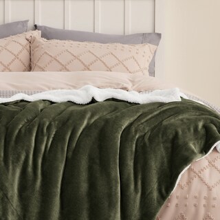 Foto 4 | Manta de Forro Polar Sherpa Bedsure Verde Oliva - Venta Internacional
