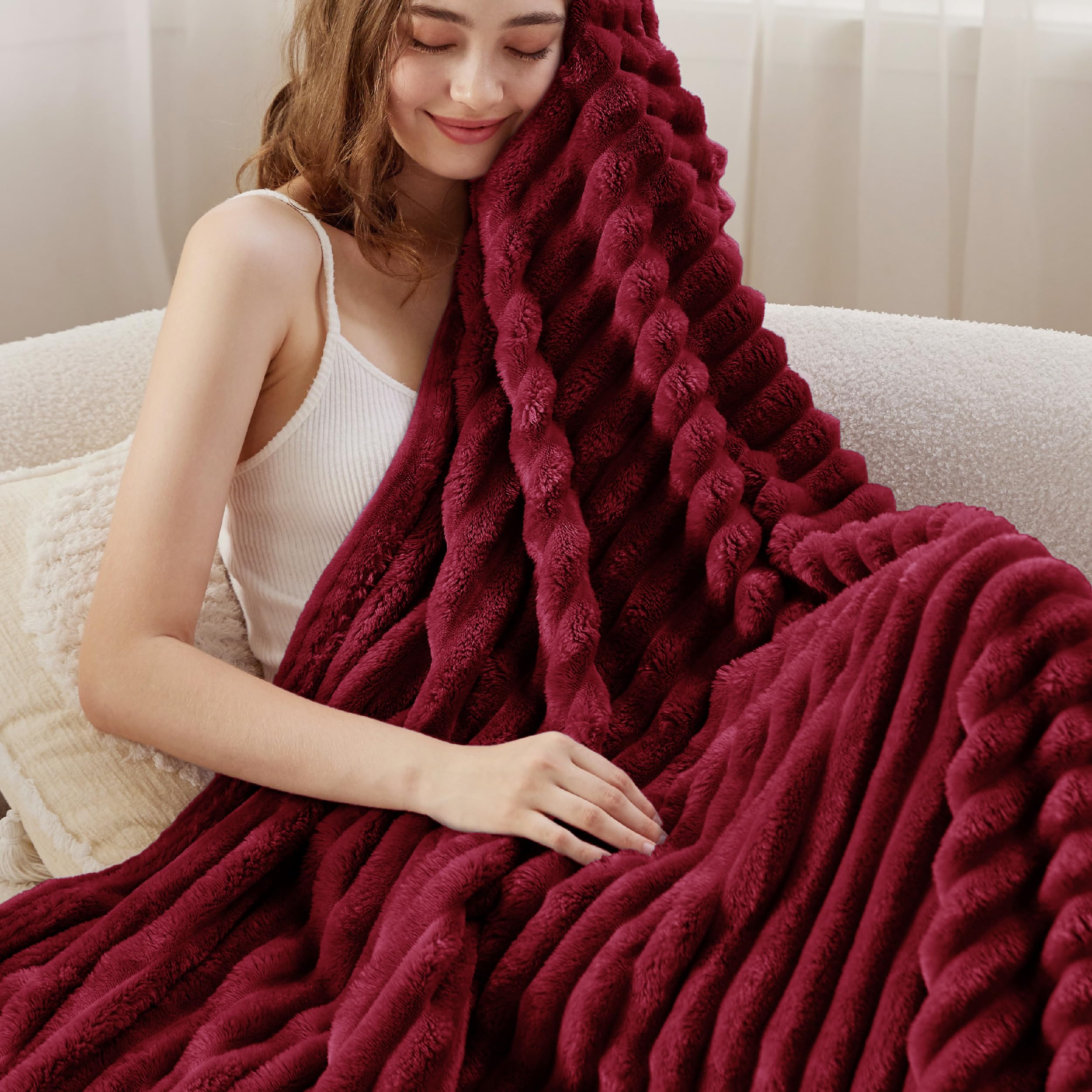 Manta Bedsure De Forro Polar Rojo Oscuro Para Sofá, 130 X 180 Cm - Venta Internacional.