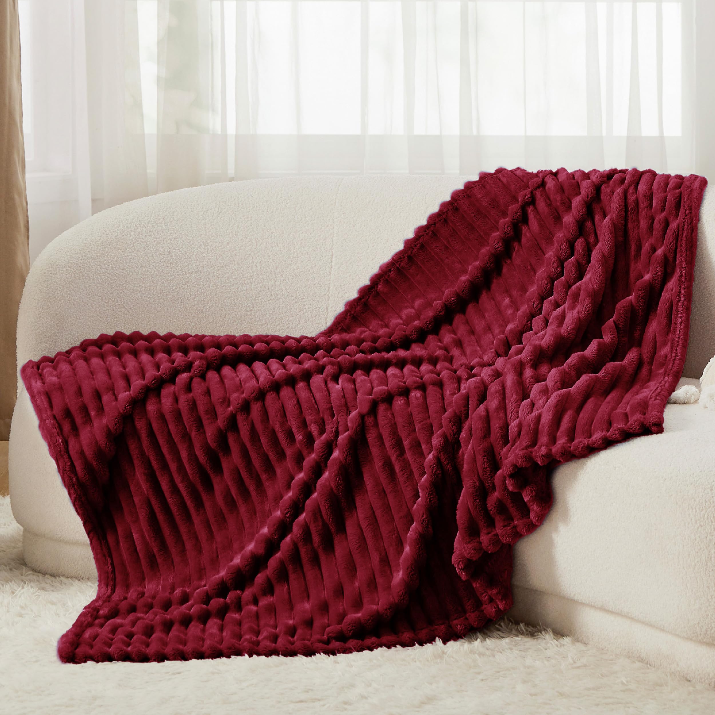 Foto 6 pulgar | Manta Bedsure De Forro Polar Rojo Oscuro Para Sofá, 130 X 180 Cm - Venta Internacional.