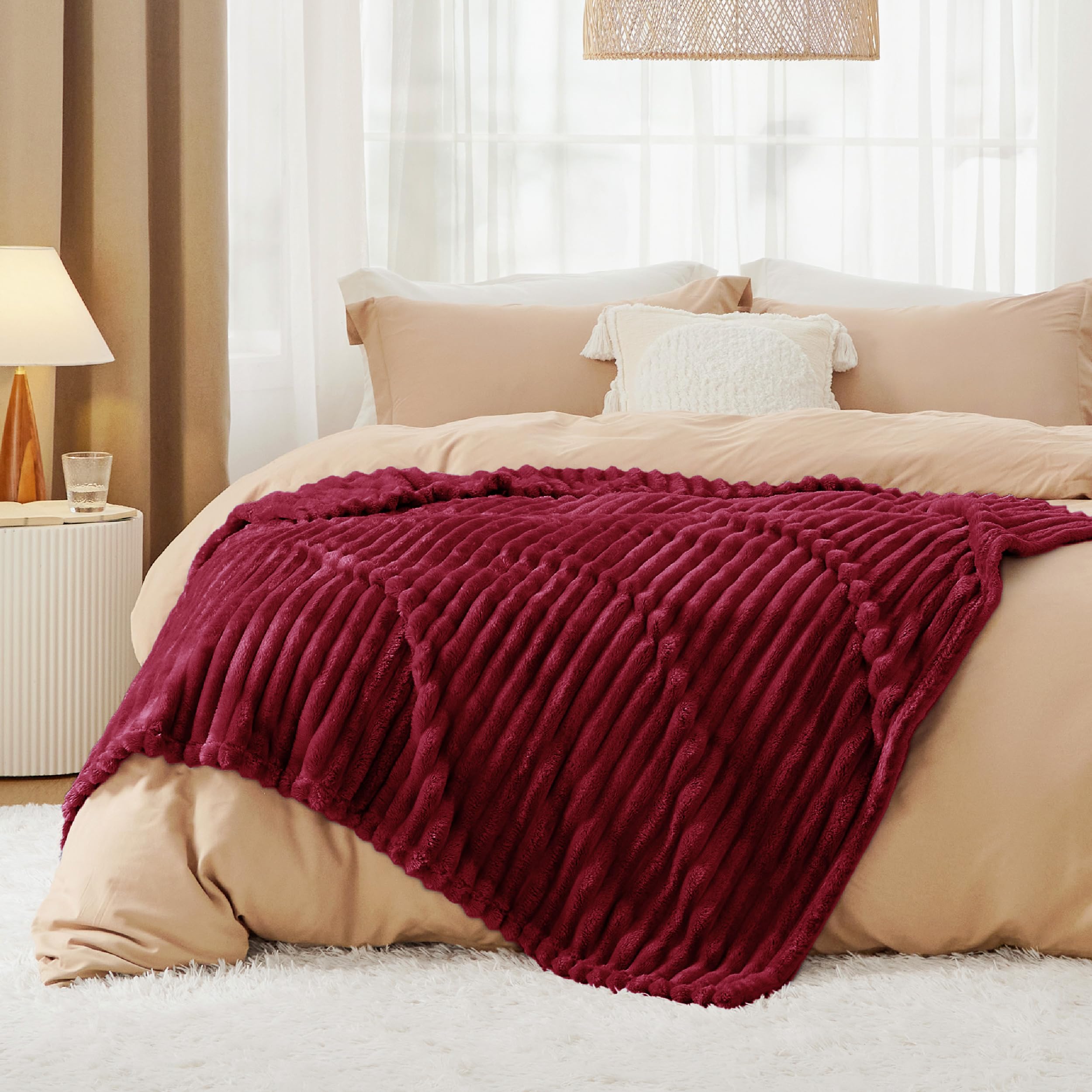 Foto 7 pulgar | Manta Bedsure De Forro Polar Rojo Oscuro Para Sofá, 130 X 180 Cm - Venta Internacional.