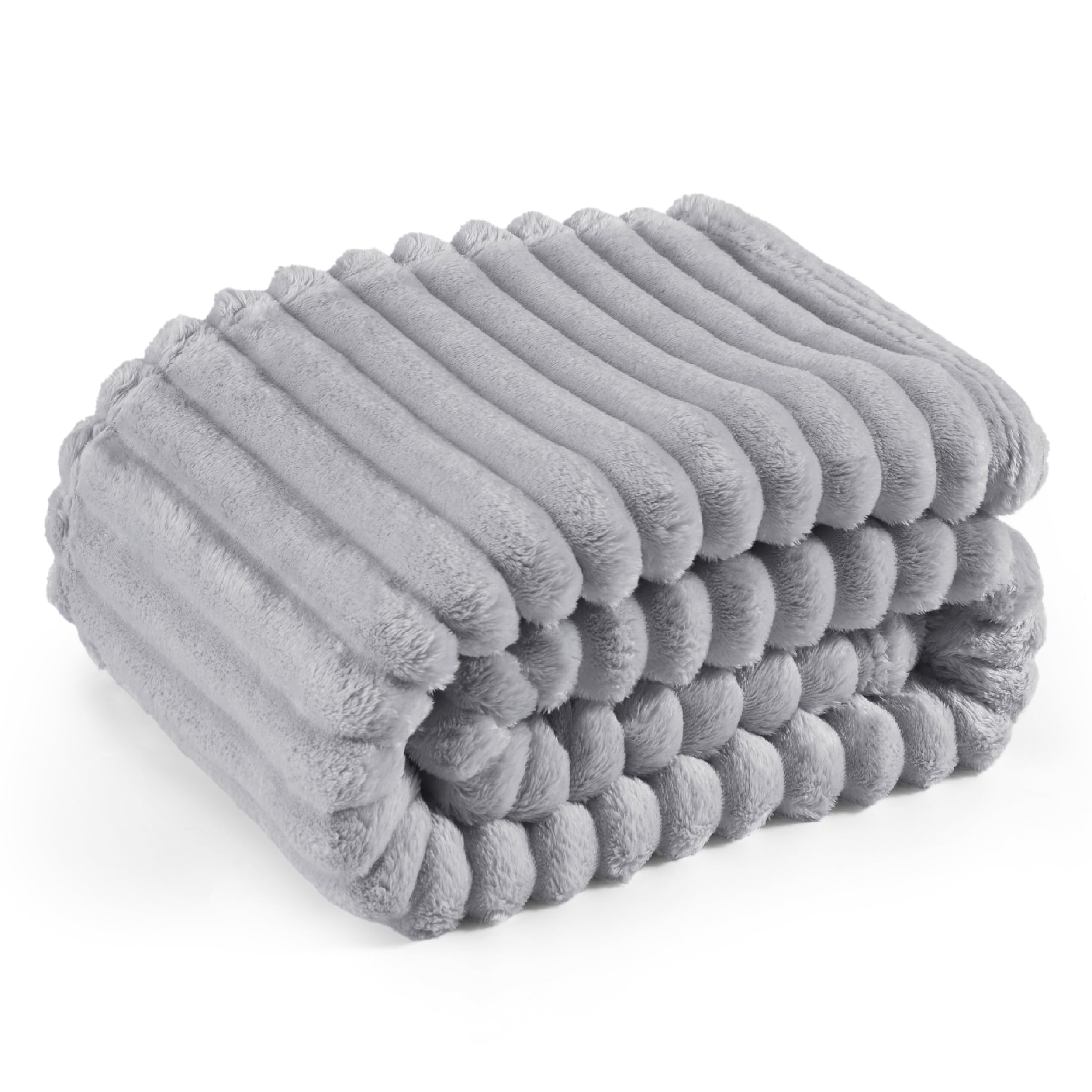 Manta Bedsure Gentlesoft Cozy, Forro Polar De Franela, Doble, Gris Claro - Venta Internacional.