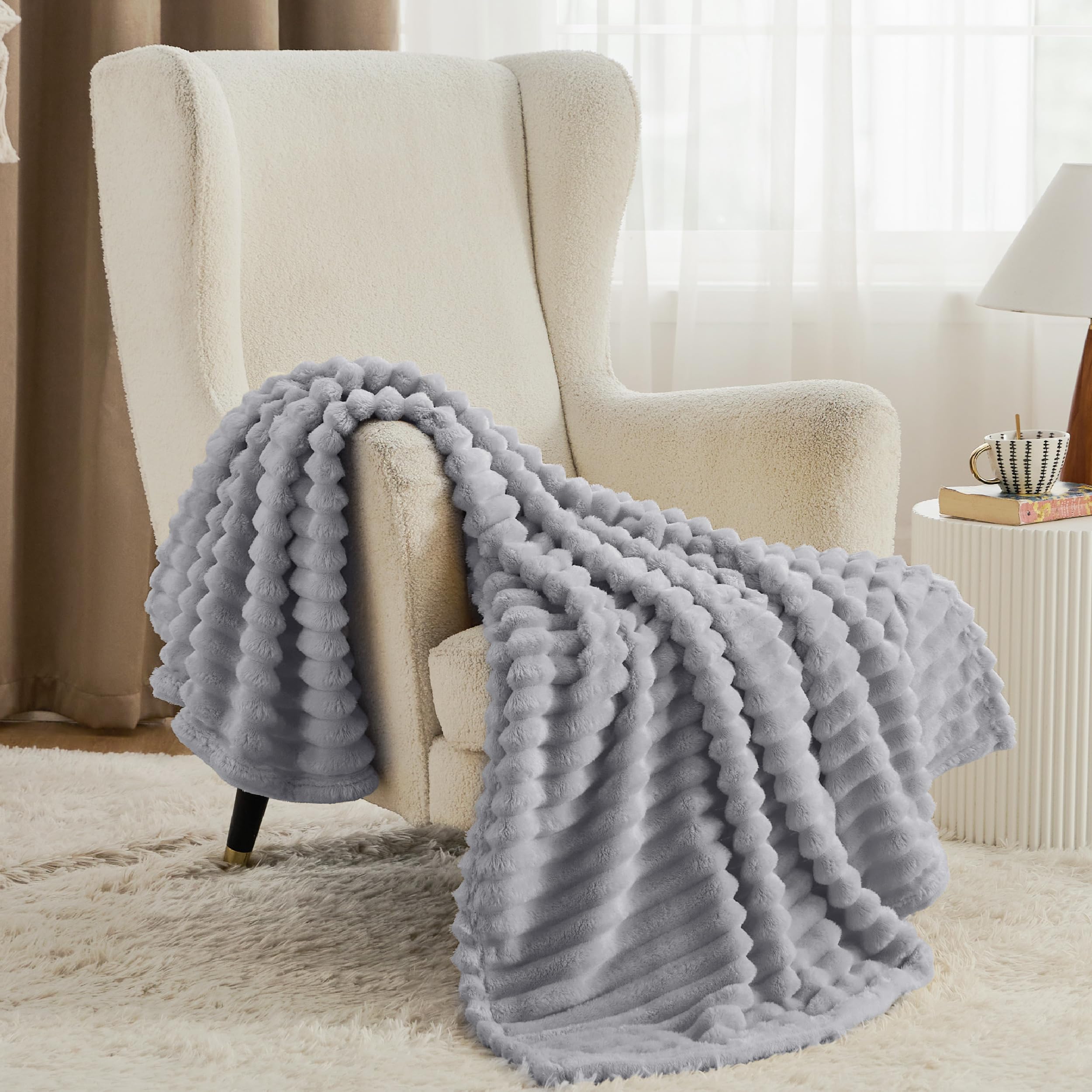 Foto 3 pulgar | Manta Bedsure Gentlesoft Cozy, Forro Polar De Franela, Doble, Gris Claro - Venta Internacional.