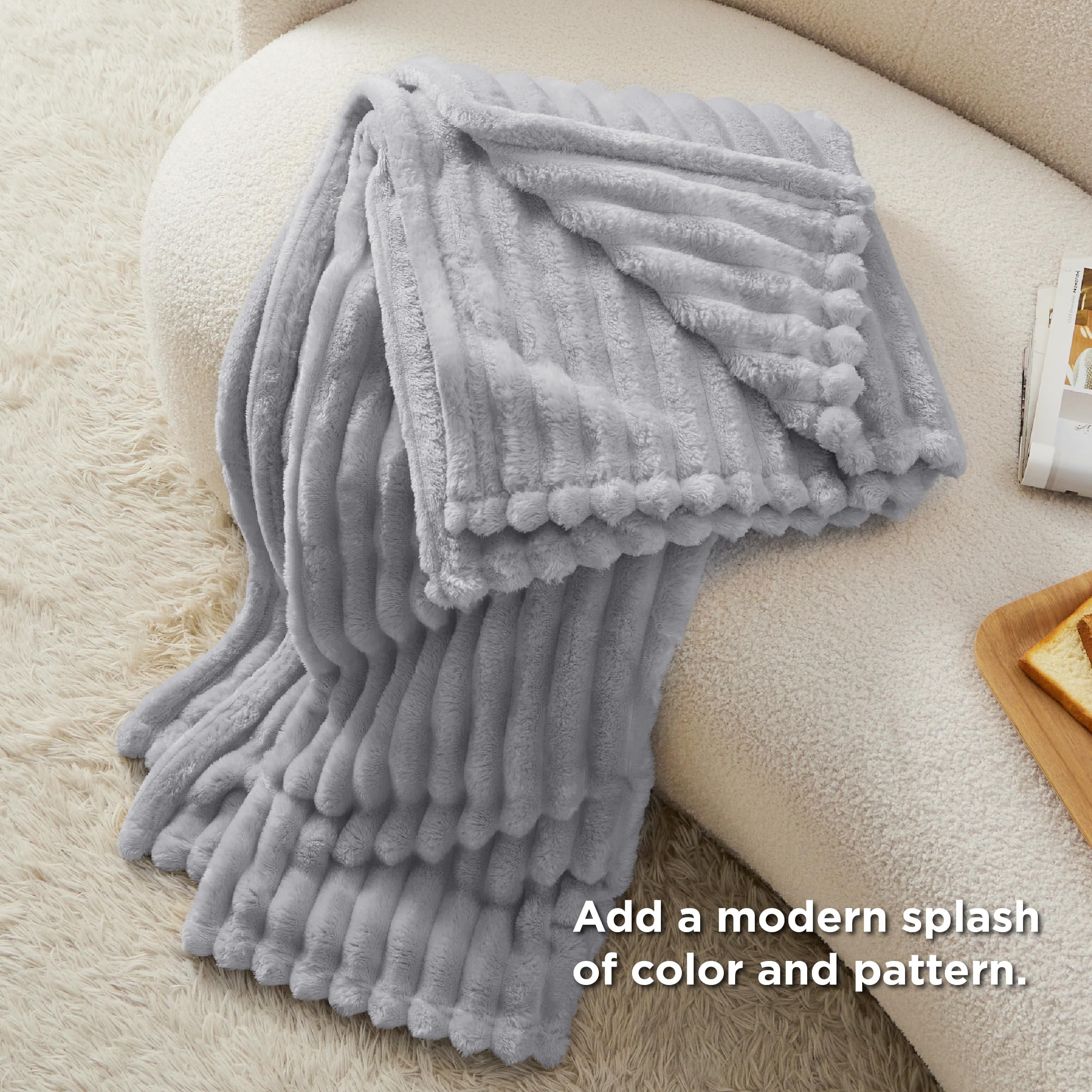 Foto 6 pulgar | Manta Bedsure Gentlesoft Cozy, Forro Polar De Franela, Doble, Gris Claro - Venta Internacional.