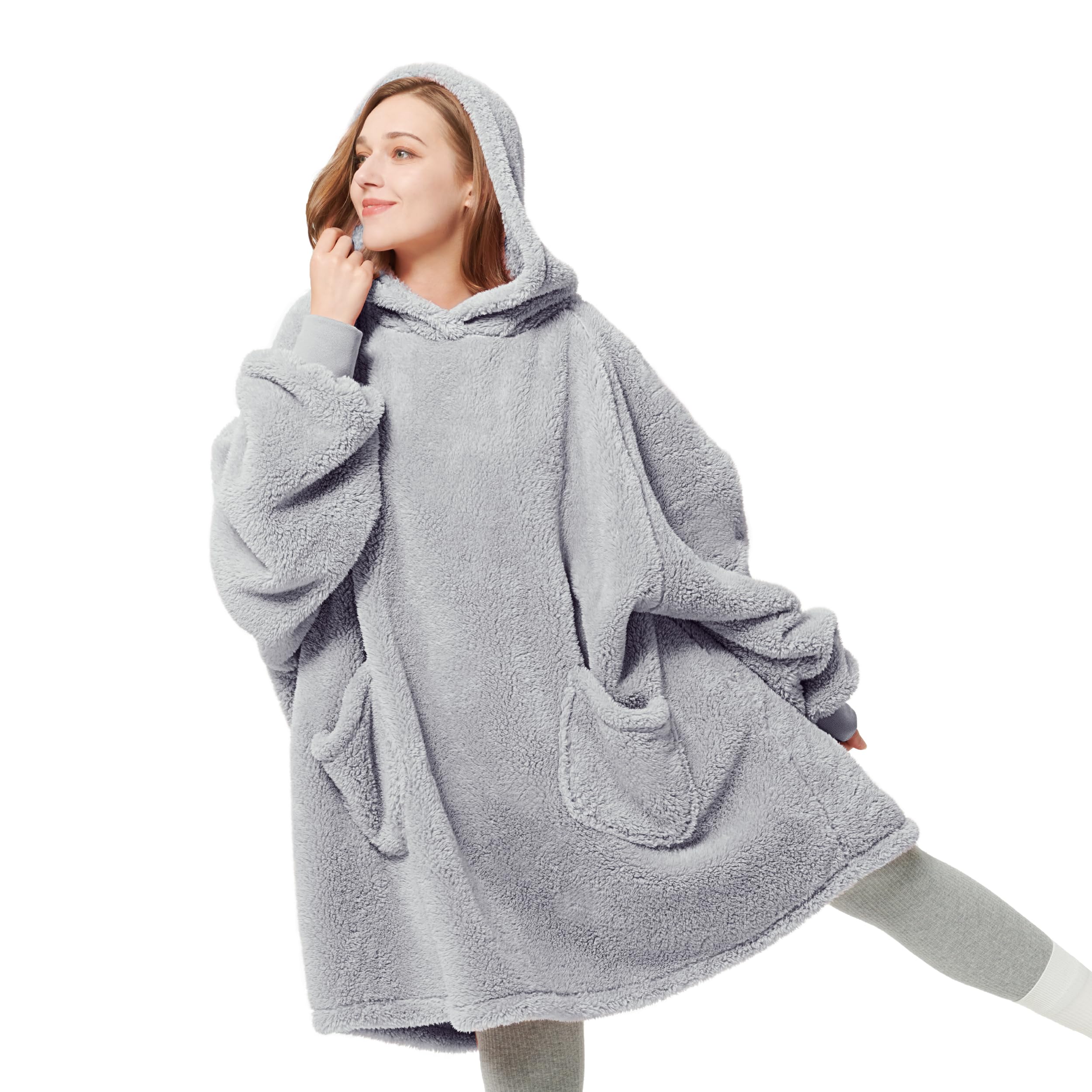 Manta Portátil Con Capucha para Mujeres Y Hombres Gris - Venta Internacional