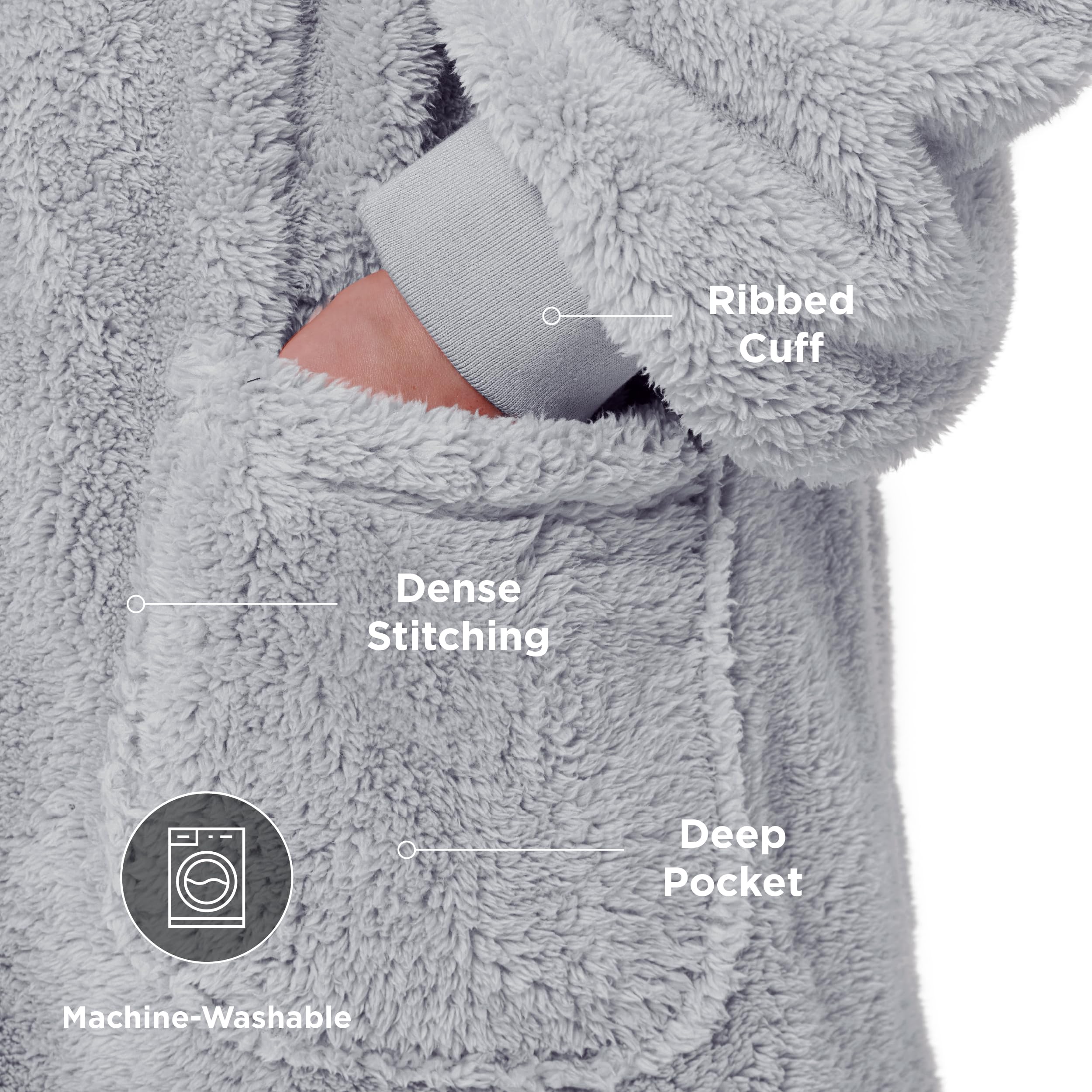 Foto 4 pulgar | Manta Portátil Con Capucha para Mujeres Y Hombres Gris - Venta Internacional