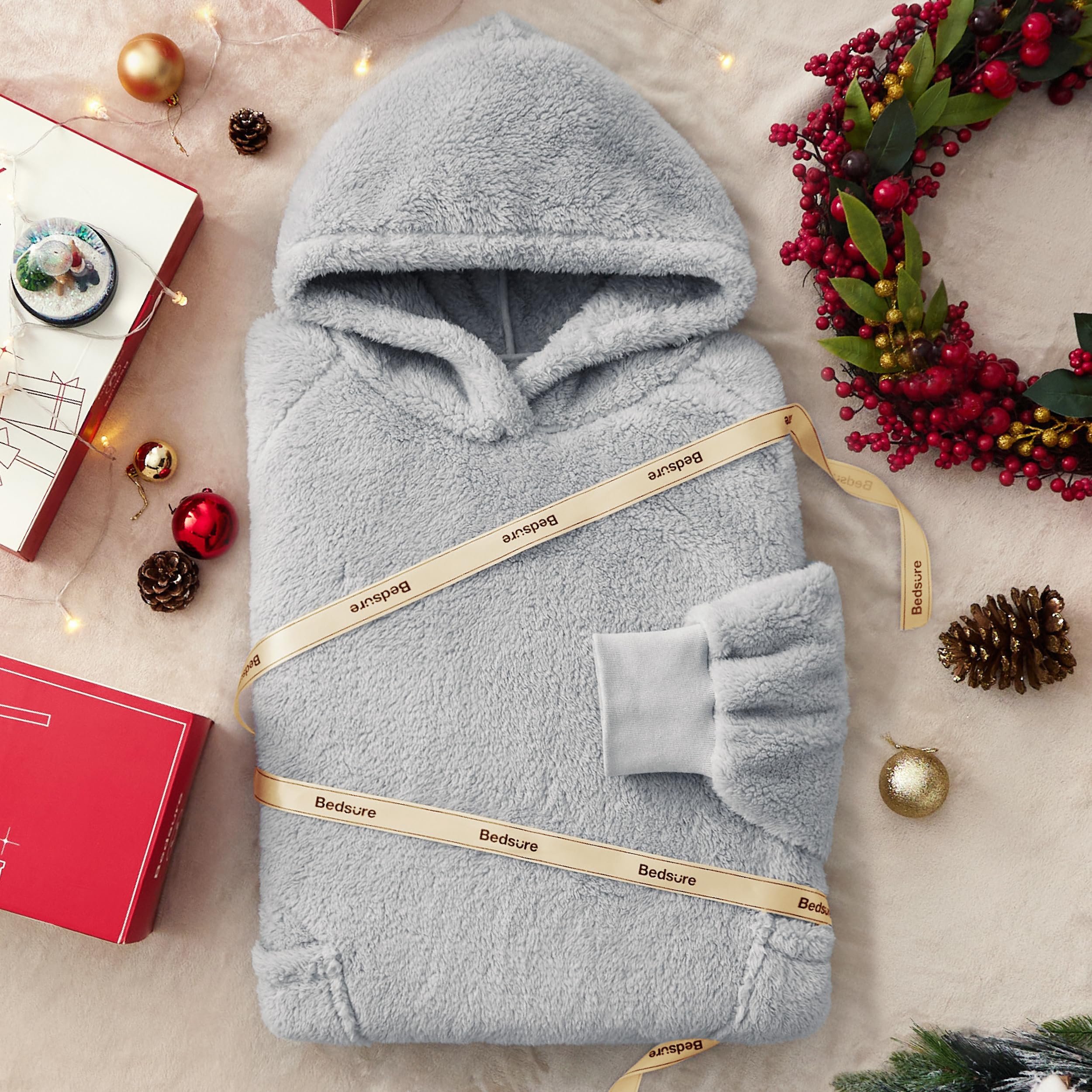 Foto 7 pulgar | Manta Portátil Con Capucha para Mujeres Y Hombres Gris - Venta Internacional