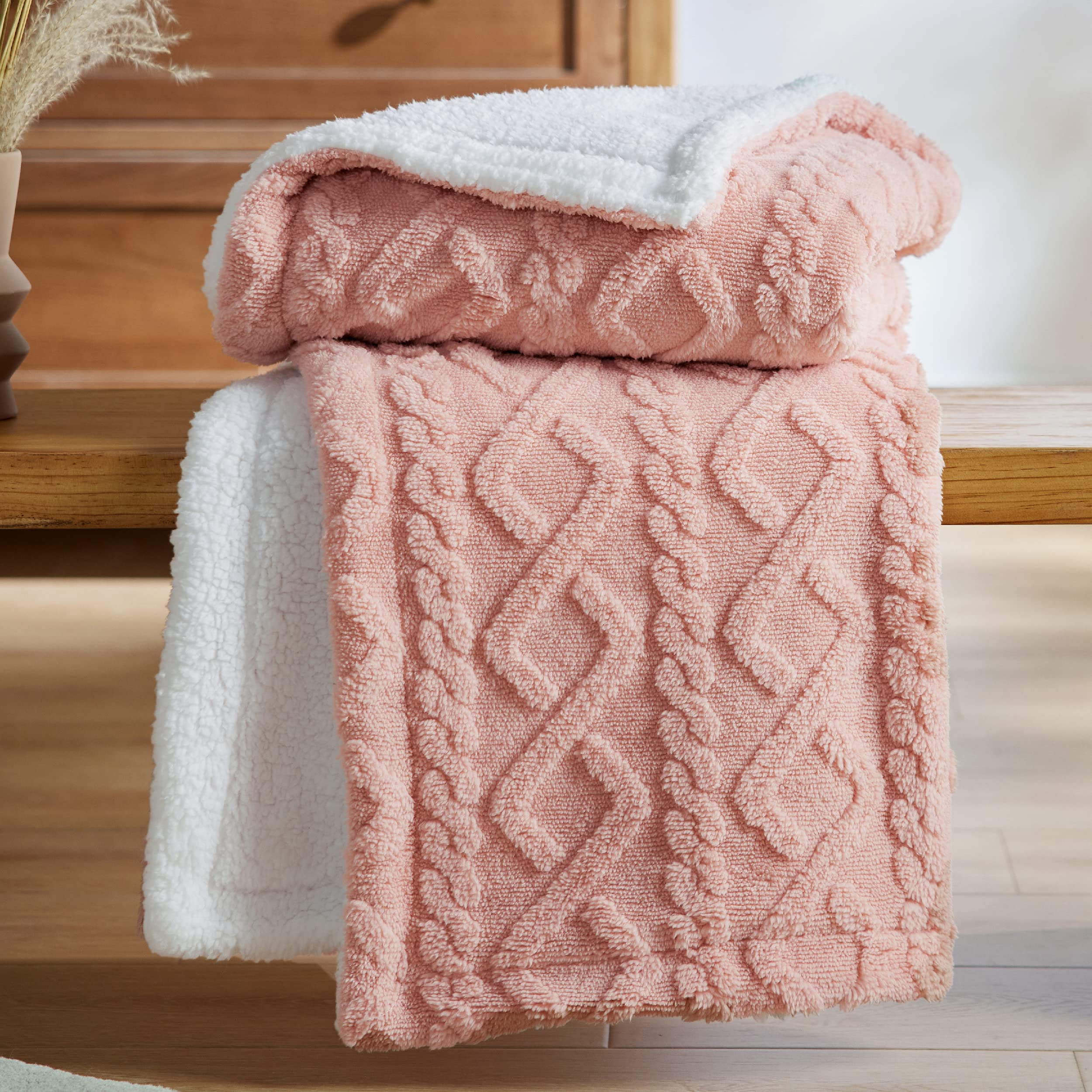 Manta Bedsure Sherpa De Forro Polar Para Sofá, 130 X 150 Cm, Color Rosa - Venta Internacional.