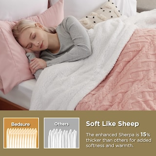 Foto 3 | Manta Bedsure Sherpa De Forro Polar Para Sofá, 130 X 150 Cm, Color Rosa - Venta Internacional.