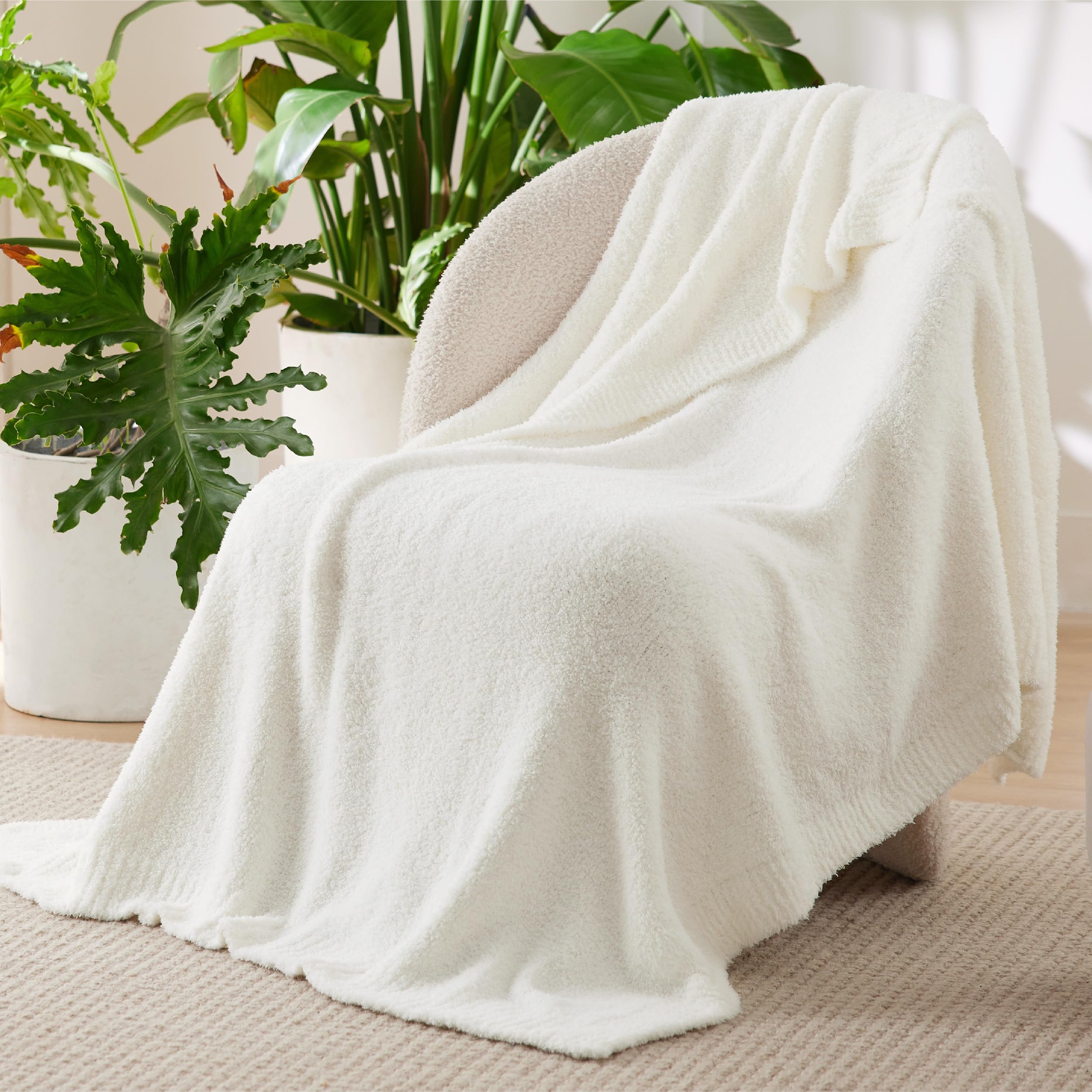 Foto 3 | Manta De Cama Tejida Supersuave De 50 X 60 Cm Para Sofá, Color Crema - Venta Internacional.