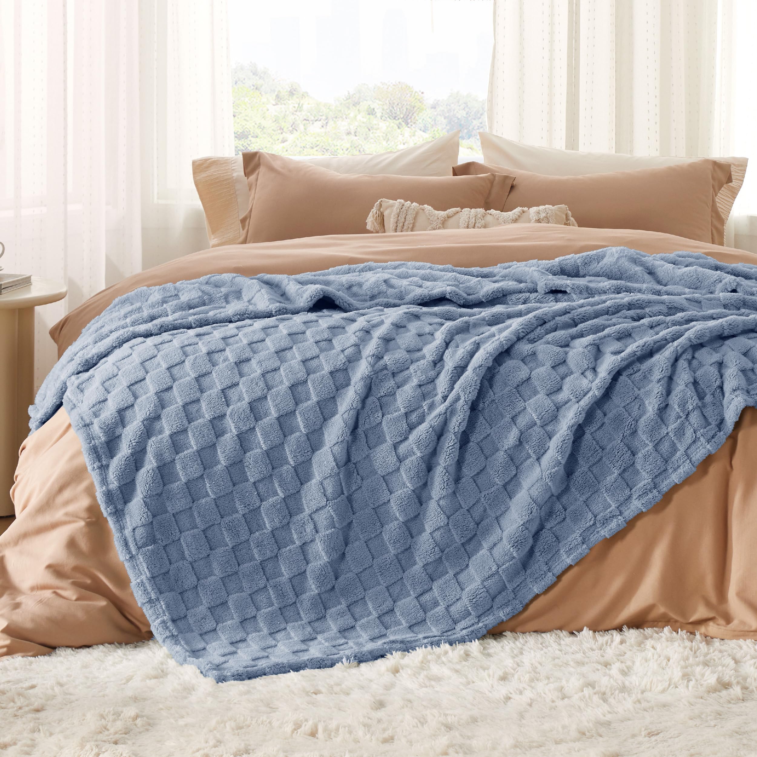 Foto 3 pulgar | Manta Bedsure Ashley De Forro Polar Azul Para Sofá Tamaño King - Venta Internacional.