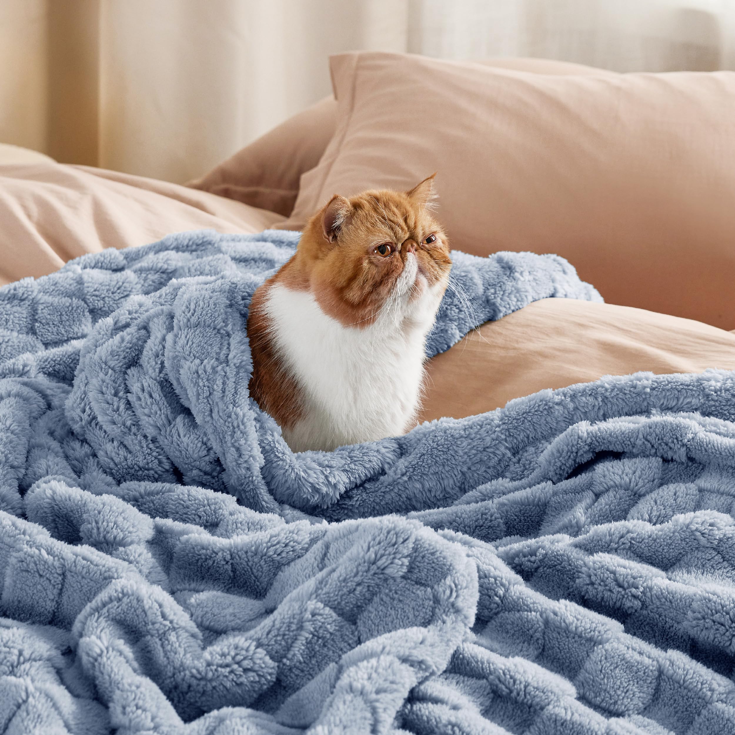 Foto 4 | Manta Bedsure Ashley De Forro Polar Azul Para Sofá Tamaño King - Venta Internacional.