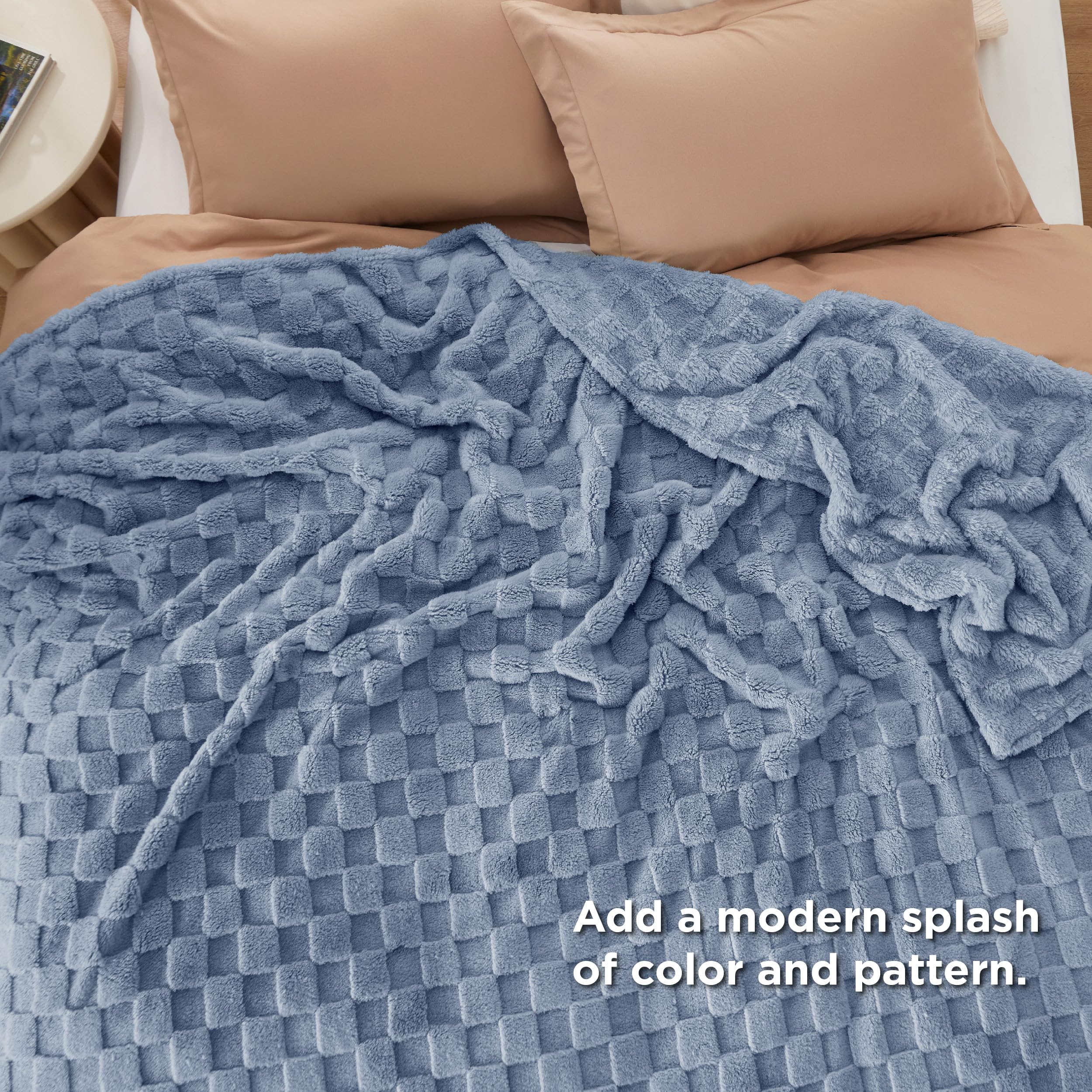 Foto 5 | Manta Bedsure Ashley De Forro Polar Azul Para Sofá Tamaño King - Venta Internacional.