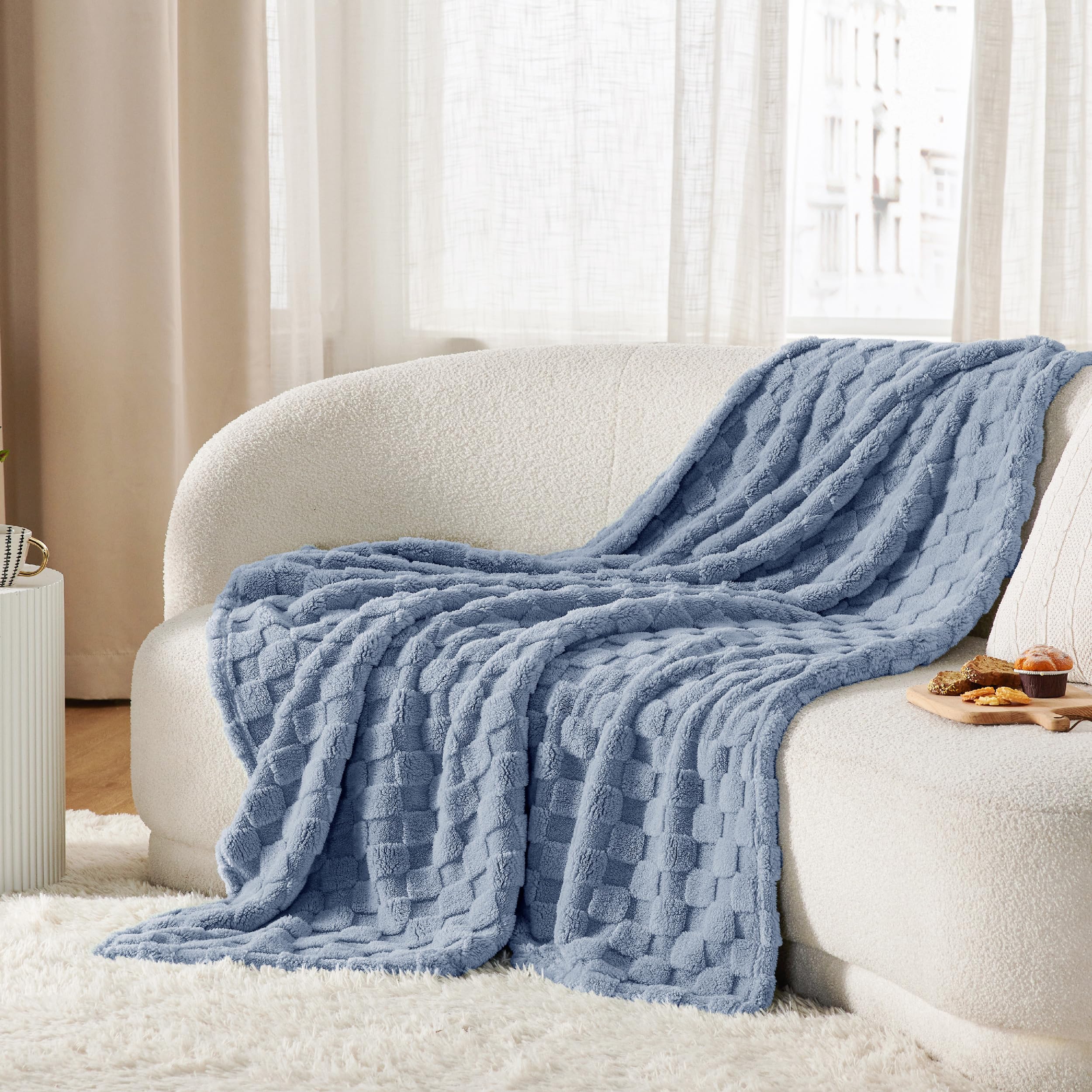 Foto 3 pulgar | Manta Bedsure Ashley De Forro Polar Azul Para Sofá, 130 X 150 Cm - Venta Internacional.