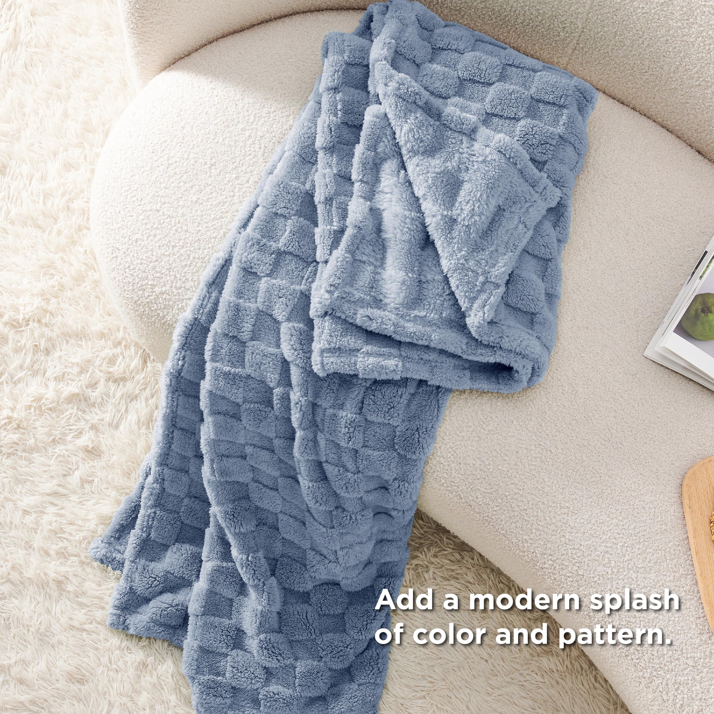 Foto 6 pulgar | Manta Bedsure Ashley De Forro Polar Azul Para Sofá, 130 X 150 Cm - Venta Internacional.