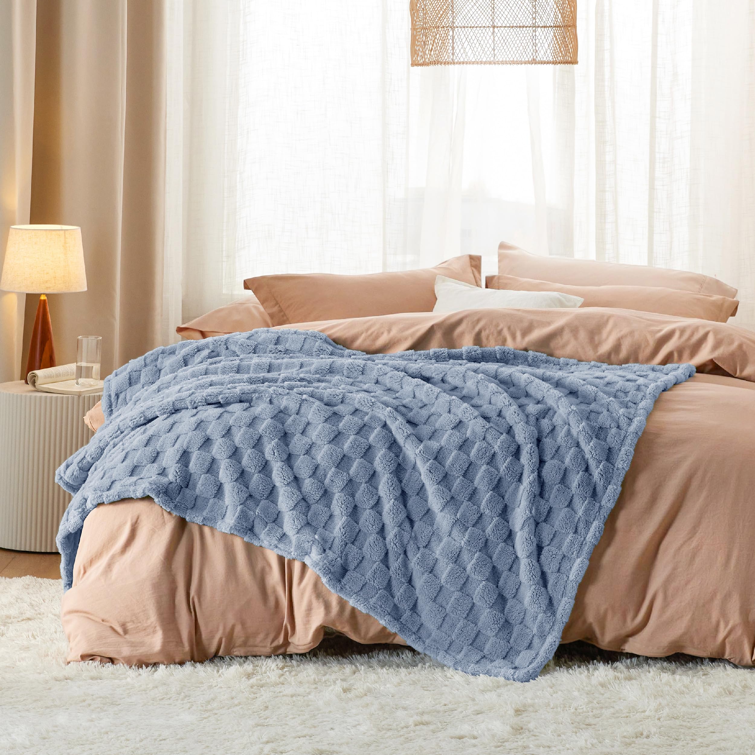 Foto 7 pulgar | Manta Bedsure Ashley De Forro Polar Azul Para Sofá, 130 X 150 Cm - Venta Internacional.
