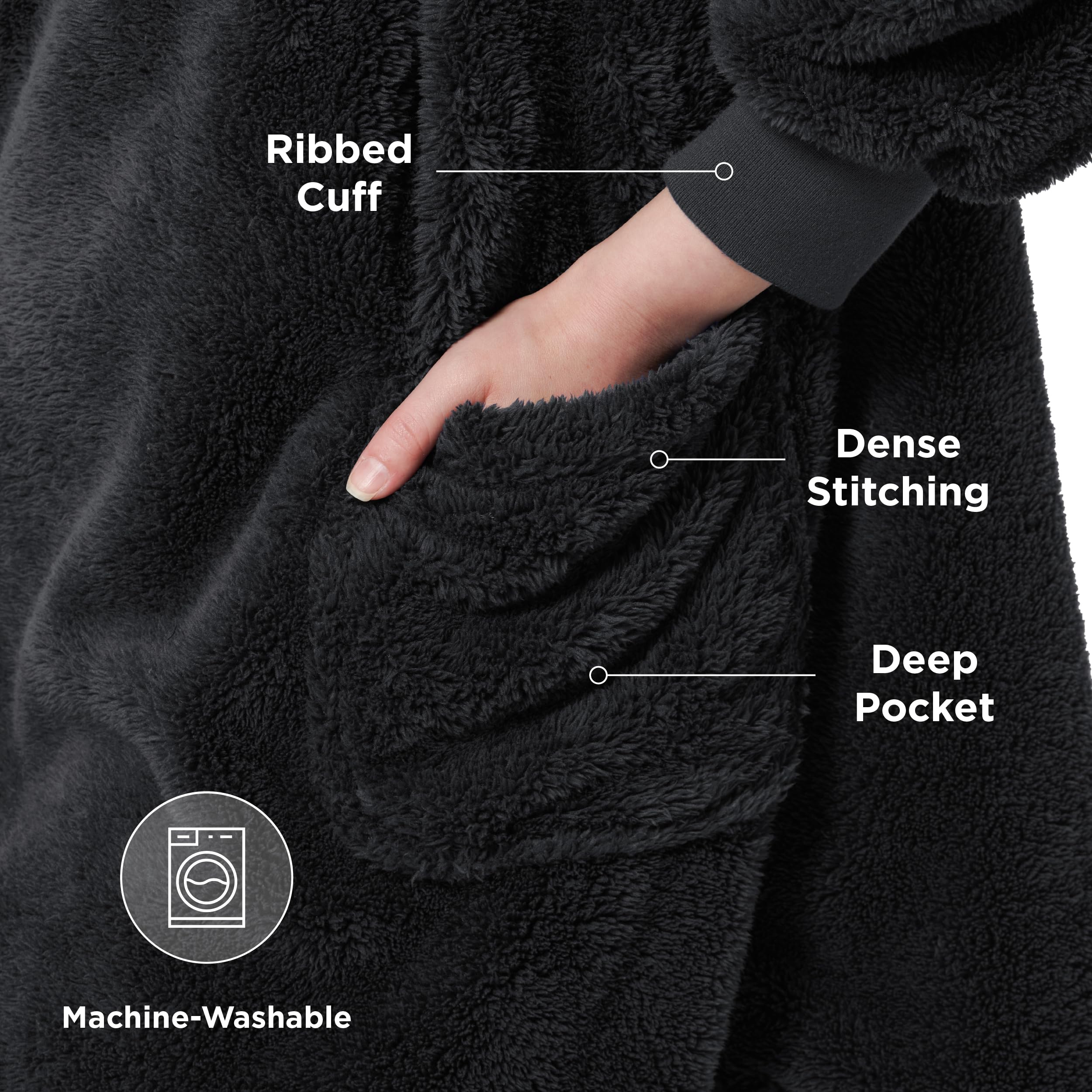 Foto 4 pulgar | Colcha Portátil Bedsure con Capucha Negro Unisex - Venta Internacional